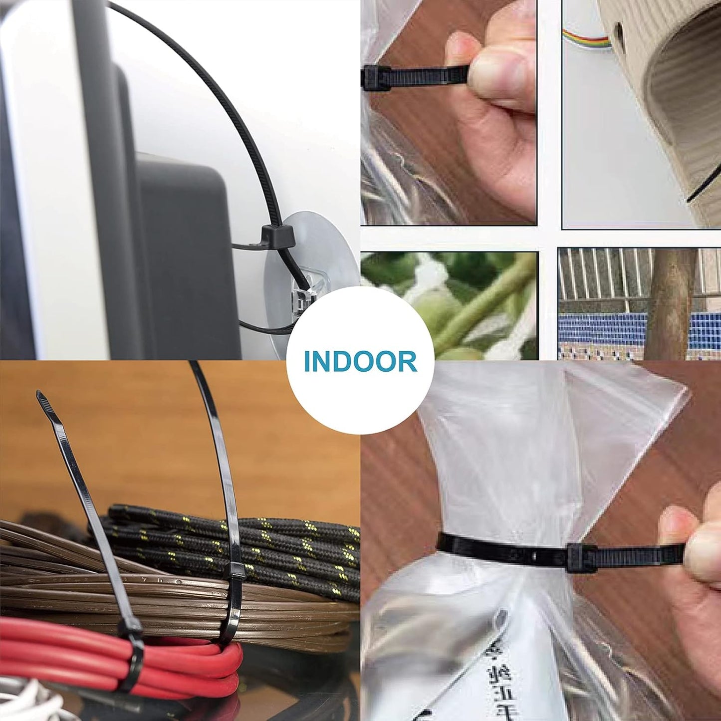 ANOSON Sizes(4+6+8+12), 2000 Pack, Zip Ties Assorted Black Cable Ties, UV Resistant Wire Ties by