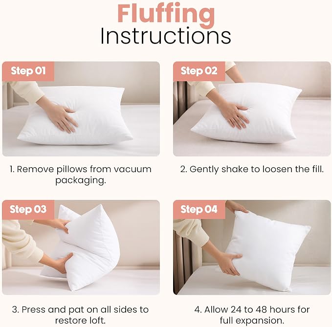 Utopia Bedding 20x20 Pillow Inserts, Set of 2, White – Indoor Decorative Throw Pillows for Bed, Sofa & Couch – Soft, Supportive & Fluffy Cushion Inserts