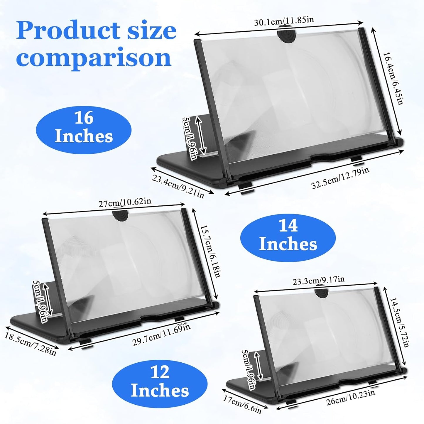14" 3D 14inch) Screen Amplifier for Cell Phone, HD Amplifier Projector Horizontal Screen Enlarger for Movies, Videos