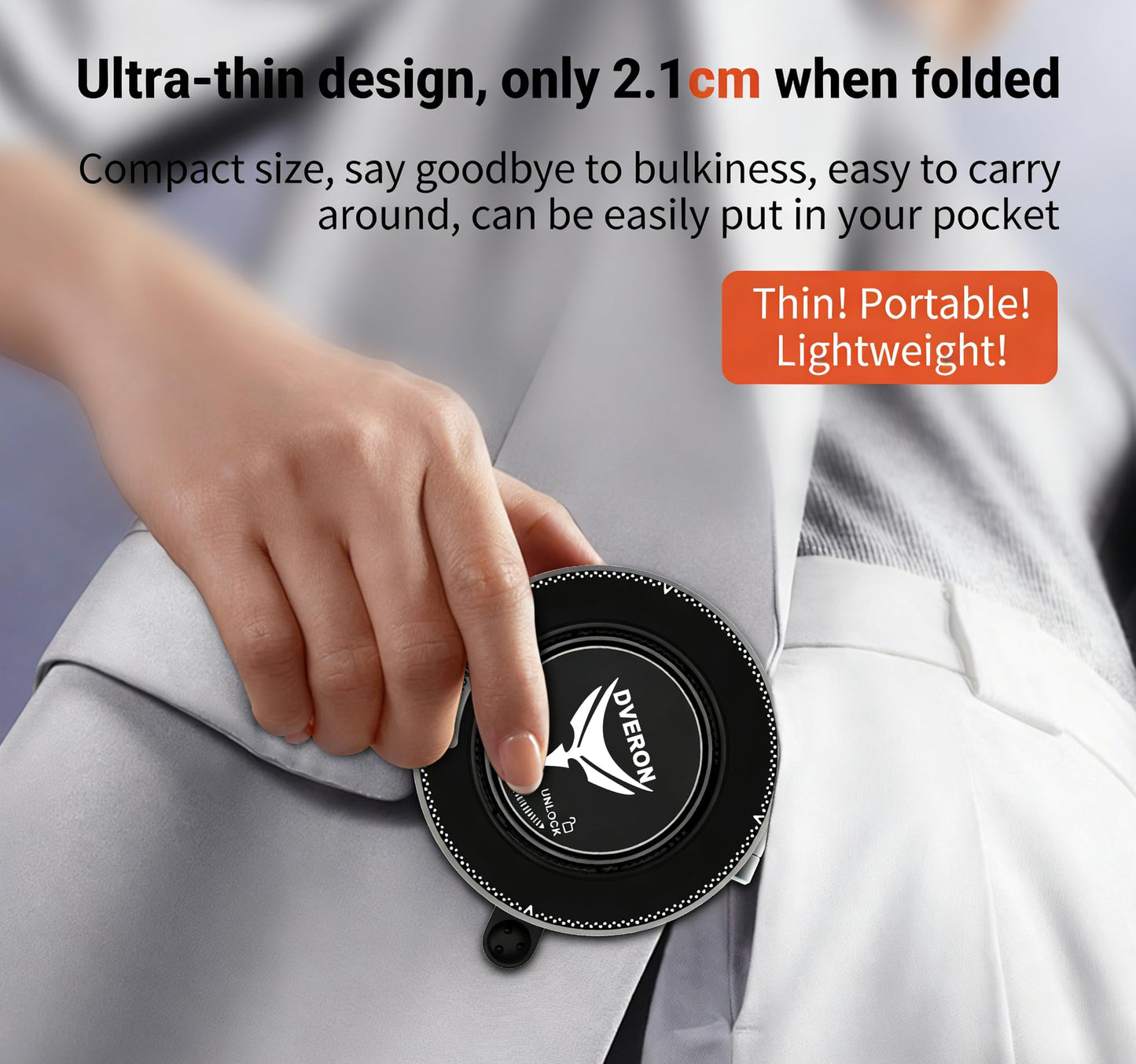 Metal Magnetic Car Mount with Vacuum Suction Base, 360° Rotatable Phone Holder Compatible with MagSafe, Foldable, Black, Magnetic Ring Included for Your Car/Gym/Mirror Mount for iPhone & Android
