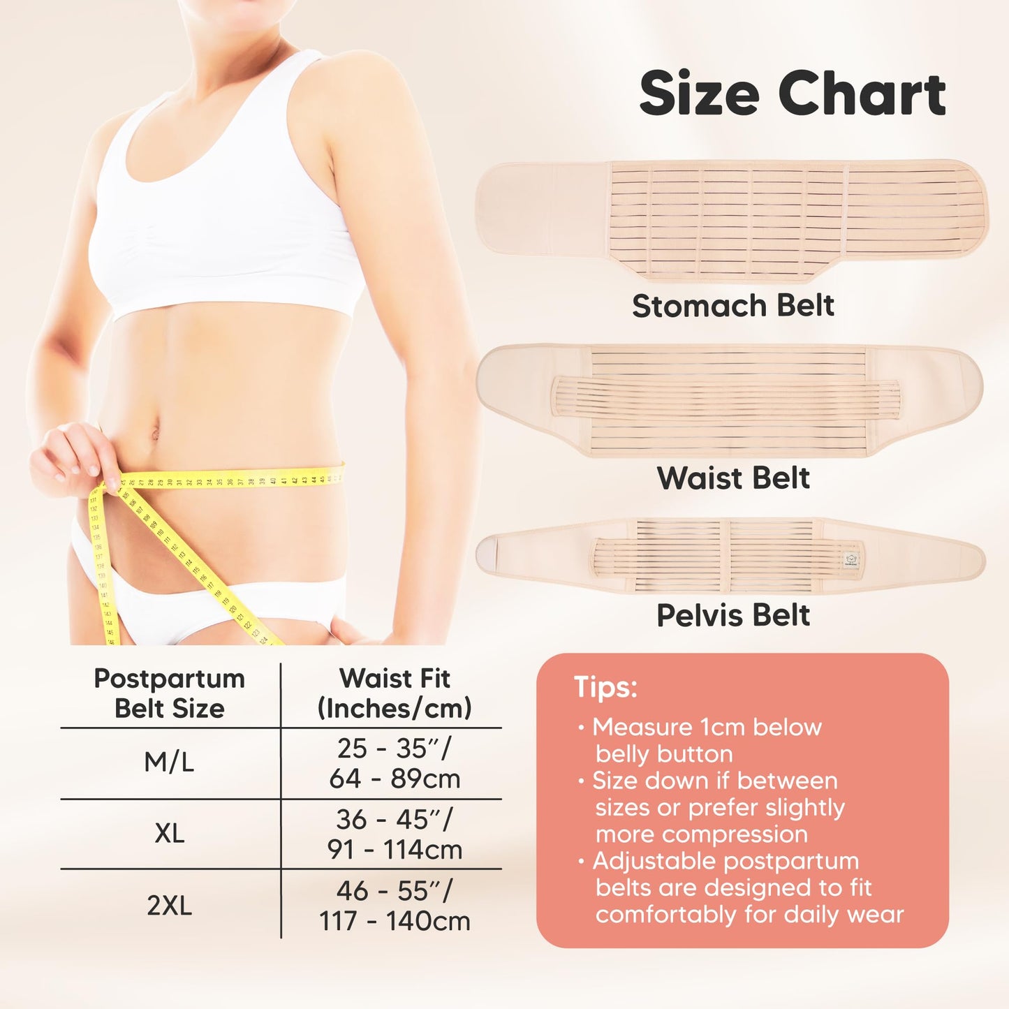 3 in 1 Postpartum Belly Support Recovery Wrap – Postpartum Belly Band, After Birth Brace, Slimming Girdles, Body Shaper Waist Shapewear,Post Surgery Pregnancy Belly Support Band (Warm Tan, M/L)