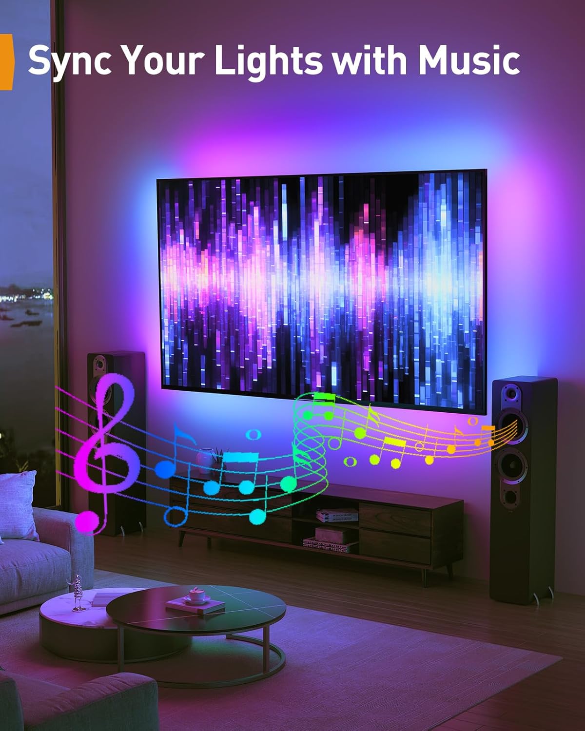 Perlegear AuraFrame™ Full Motion TV Wall Mount - LED Light, Tilt & Swivel for 42"-90" TVs Up to 150 lbs | Max VESA 600x400mm