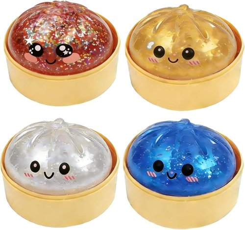 Glitter Dumpling Squishy | 2026 New Stress Relief Squeeze Toys | 4-Piece Mystery Box Set