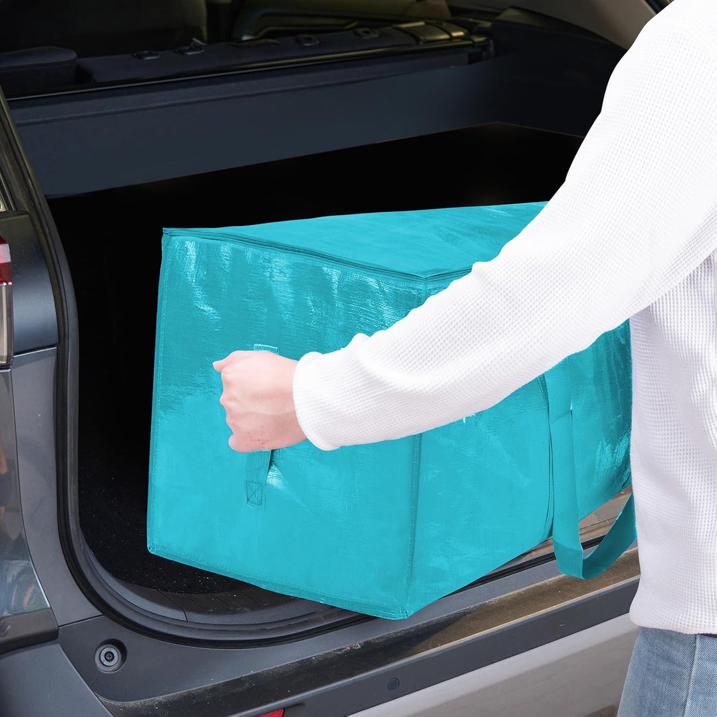TICONN Extra Large Heavy-Duty Moving Bags - Durable Storage with Zippers & Handles | 2 Pack, Aqua