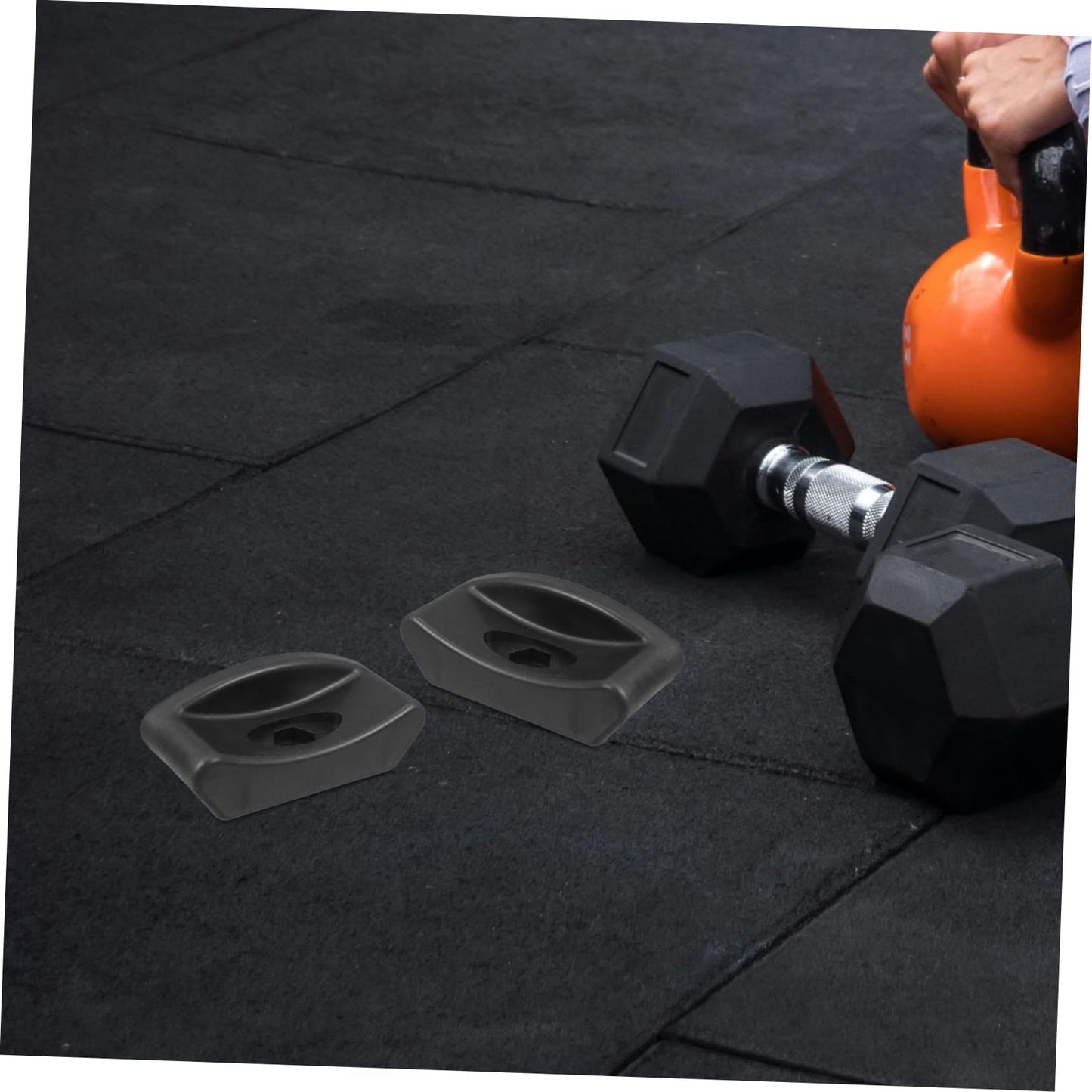 TOBBOMEY 2pcs Dumbbell Rack Saddles Storage Base Barbell Holder Attachment for Home Gym Equipment Noise- Design Stable Support for Racks
