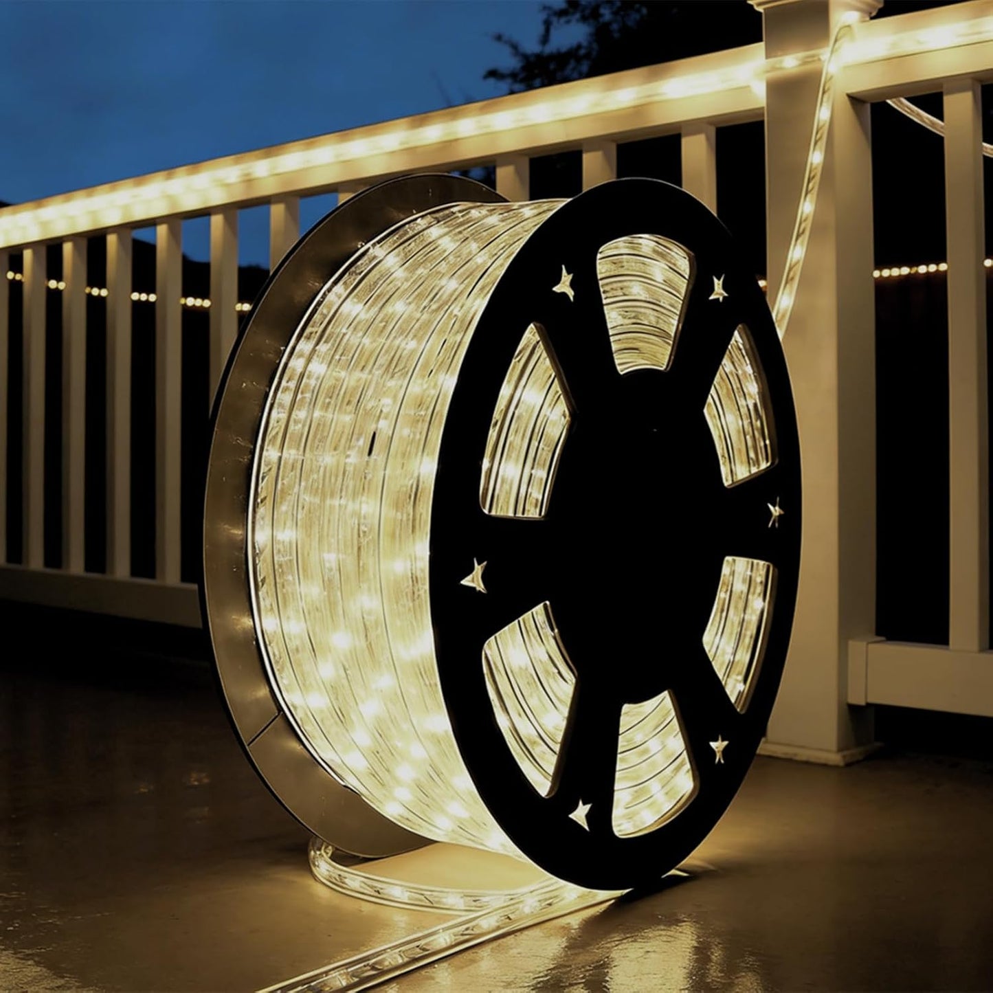 Skiennix 100Ft LED Rope Lights - Warm White, Waterproof Indoor/Outdoor | Cuttable, 1080 LEDs for Garden & Holiday Decor