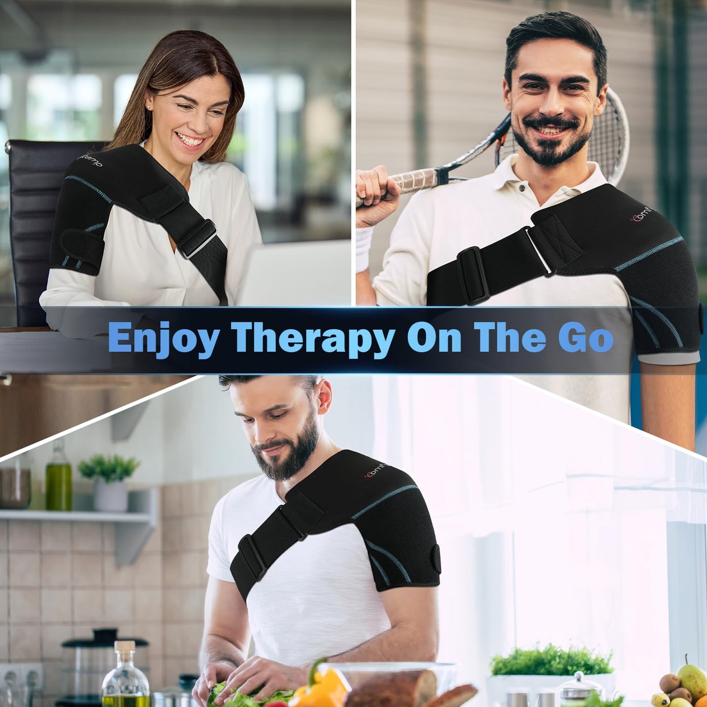 Comfytemp Shoulder Ice Pack Wrap Shoulder Brace, Gel Cold Compression Sleeve for Injuries Reusable Arm Rotator Cuff Pain Relief, Therapy Recovery Items for Men Women, 2 Gel Ice Packs