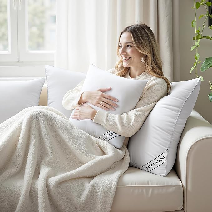 MIULEE 18x18 Inch Pillows Inserts, Pack of 2 Down Alternative Virgin Filling Comfy Support Throw Pillows for Sofa Couch Bed