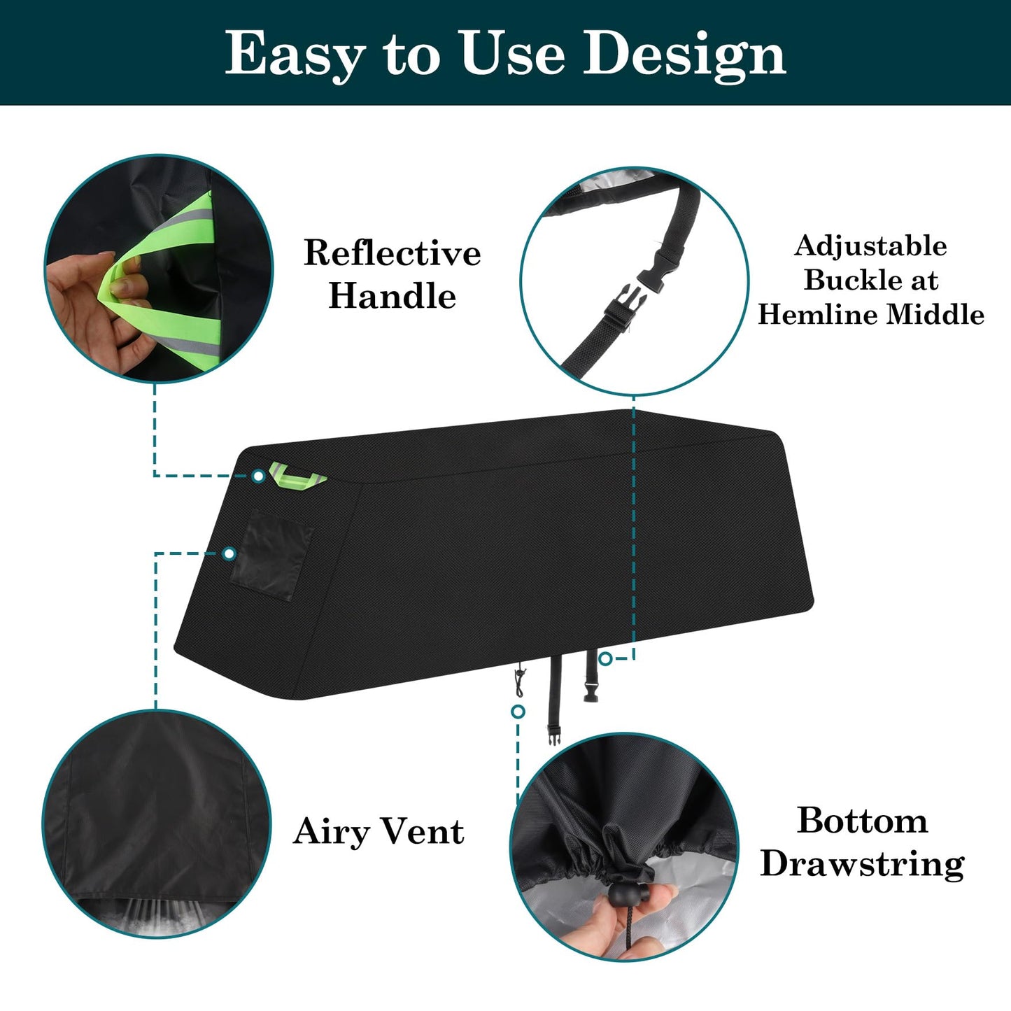 Klmnop Weight Bench Cover, Waterproof 420D Oxford Exercise Workout Bench Cover for Sit-up Board Flat Lifting Benches, Windproof with Drawstring & Fluorescent Handles, 51"x24"x18"(Black)