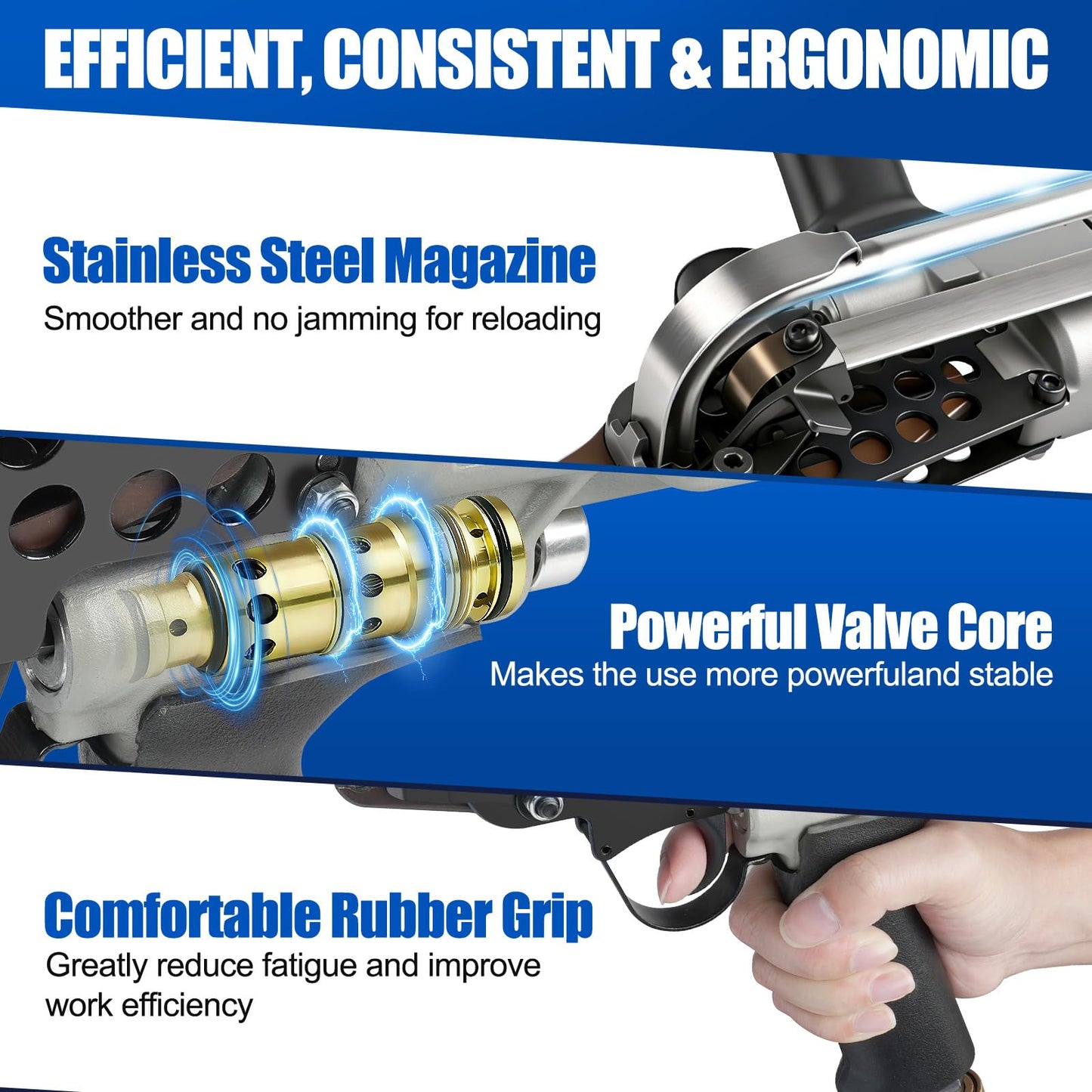 WOODPECKER C-760AT 16 Gauge 1/2-Inch Pneumatic Hog Ring Gun, 0.118"-0.189" Closure Diameter, Tight Loops, Air Hog Ring Piler Pneumatic C Ring Gun for Cages, Wire Mesh, Traps, Upholstery