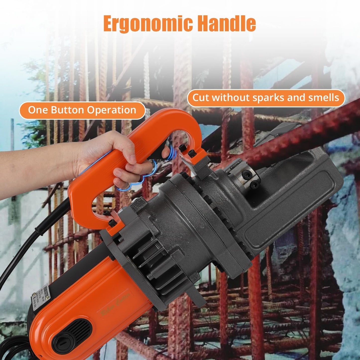 GarveeTech Electric Hydraulic Rebar Cutter, 1700W 110V, Cutting up to 1 in #8 4-25 mm Rebar, Steel, with Blades, Cutting Speed 5 S, Concrete Construction Tools Heavy Duty (1700W RC-25)