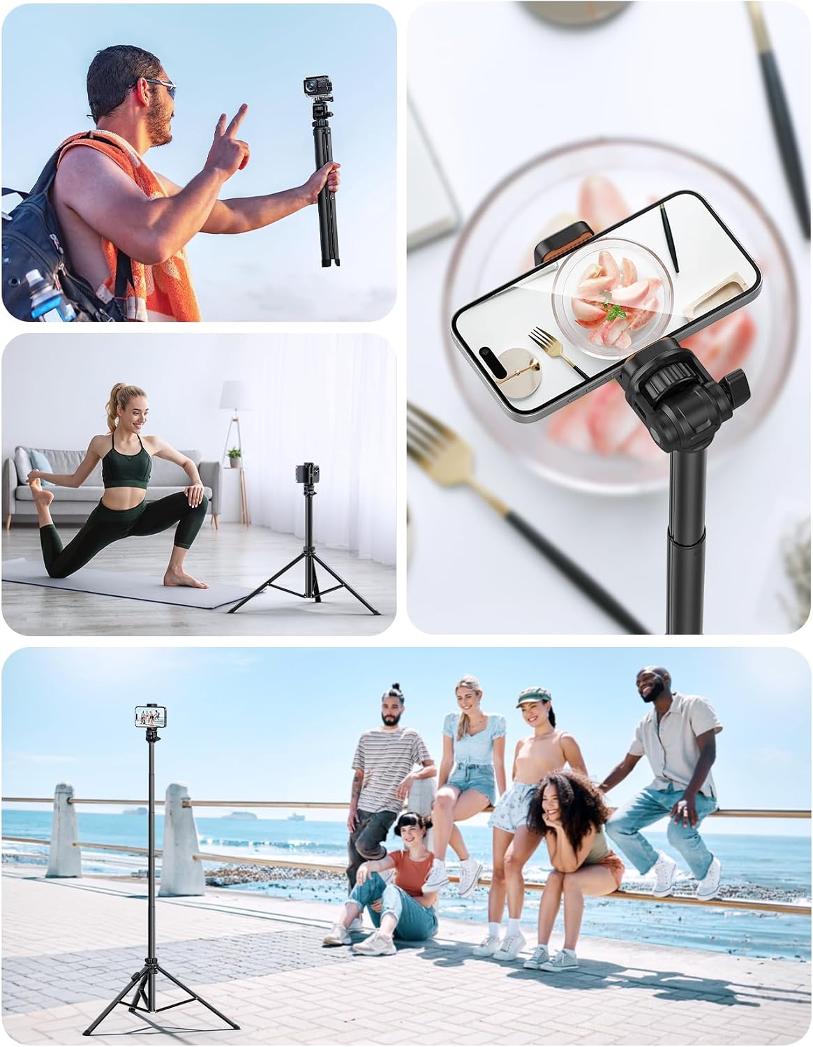 YUMAZLA 86'' Phone Tripod & Selfie Stick, Tripod for iPhone with Detachable Remote, Portable Phone Tripod Stand