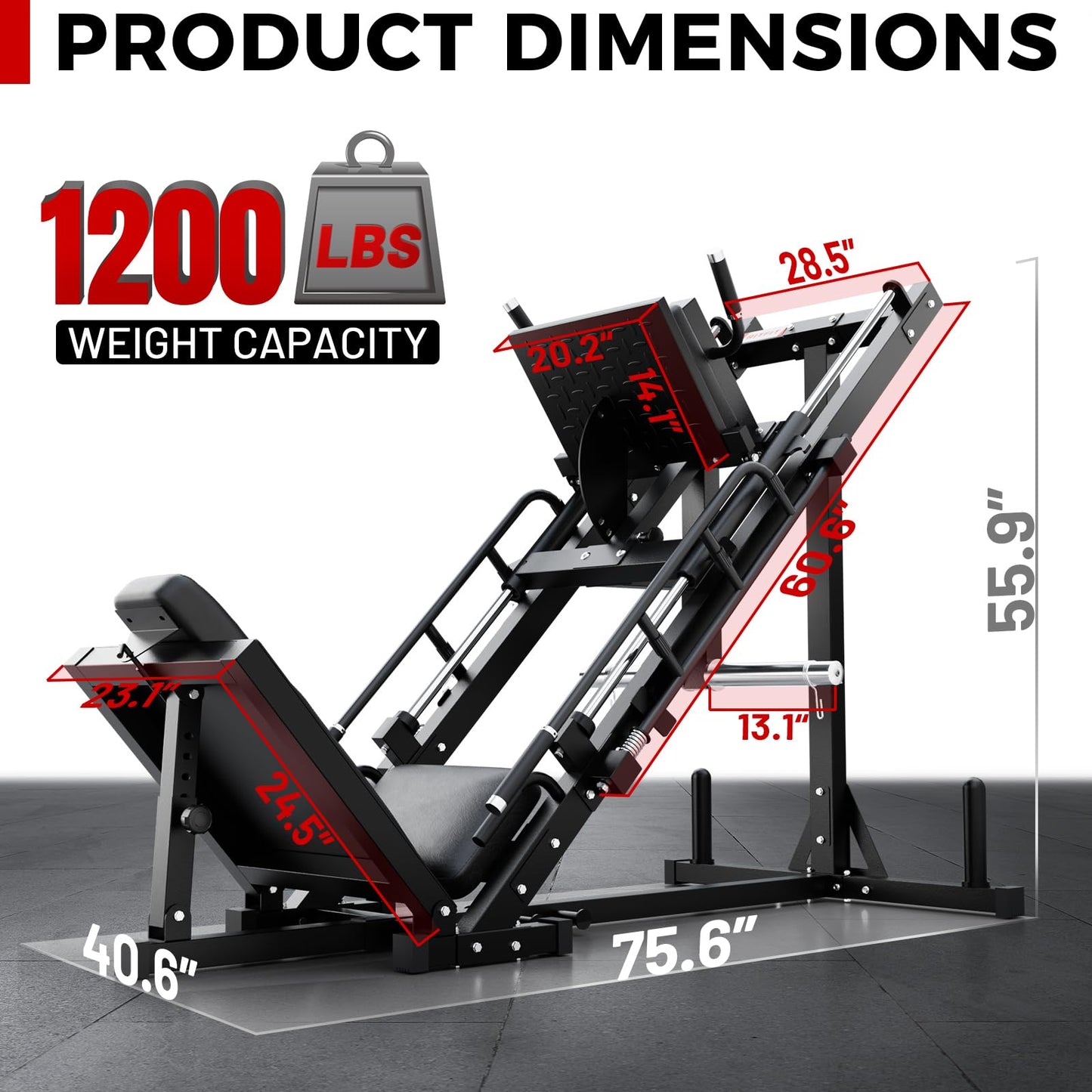 RitFit Leg Press Hack Squat Machine, Professional Adjustable Leg Press Machine for Home Gym with Linear Bearing, Full Lower Body Workout with Weight Storage (Black,with 35lb Rubber Weight Plates)