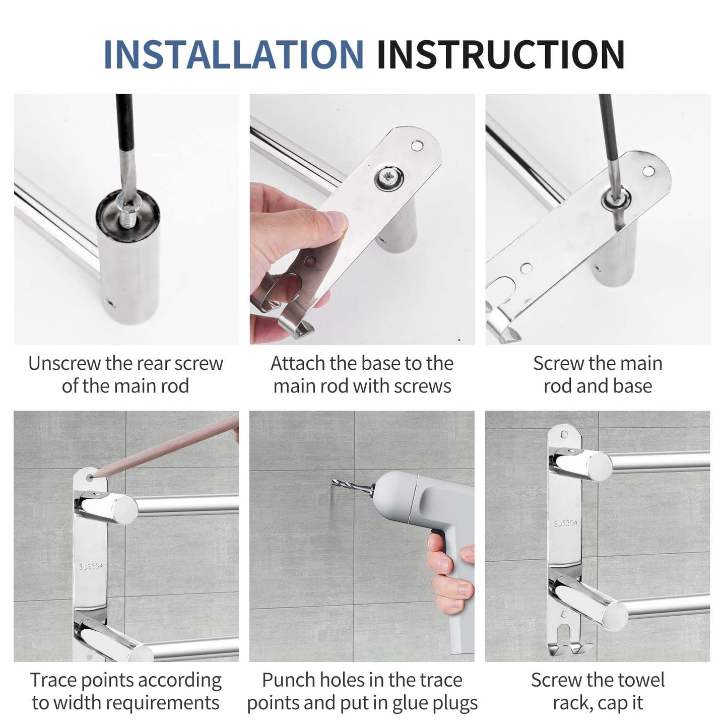 KAHCNVN Stainless Steel Double Towel bar,adjustable16-28IN Double Towel Racks for Bathroom Wall Mounted,Suitable for Bathrooms and Kitchens