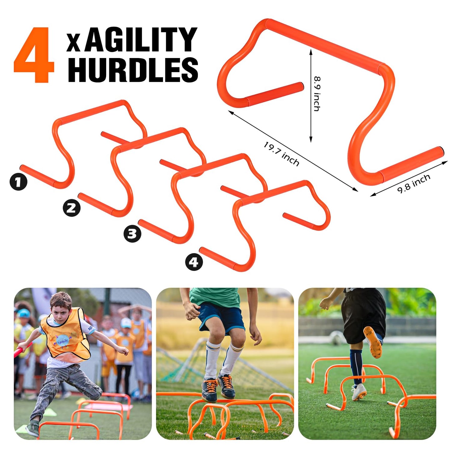 UZTUGG Agility Ladder Speed Training Set - 20ft Agility Ladder with 12 Cones, 4 Hurdles, Jump Rope, Running Parachute & Carry Bag for Soccer, Basketball, Football, Kids & Adults
