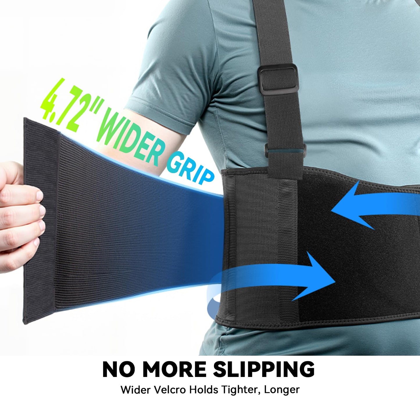 SOLOEVER Work Back Brace for Men & Women, Adjustable Lower Back Support Belt for Sciatica, Herniated Disc, Pain Relief, Moving Construction Warehouse Heavy Lifting Safety & Protection (Black, Large)