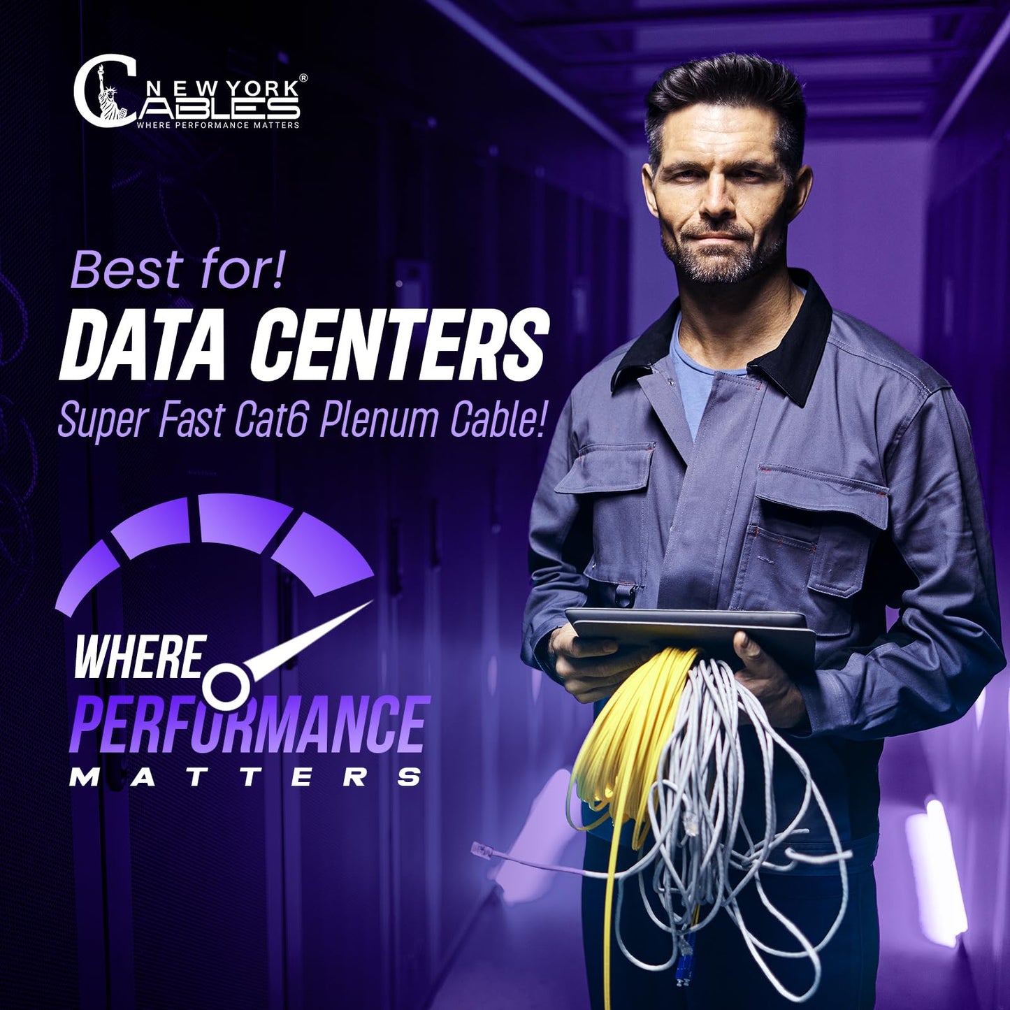 NewYork Cables | CAT6 Plenum Cable 1000ft | 23AWG, UTP 4Pairs, 550MHz 10Gbps Most Certified (CMP) Rated | Fire-Resistant | Bulk Cat 6 Ethernet Cable for Networking (1000ft, Solid Conductor, Black)