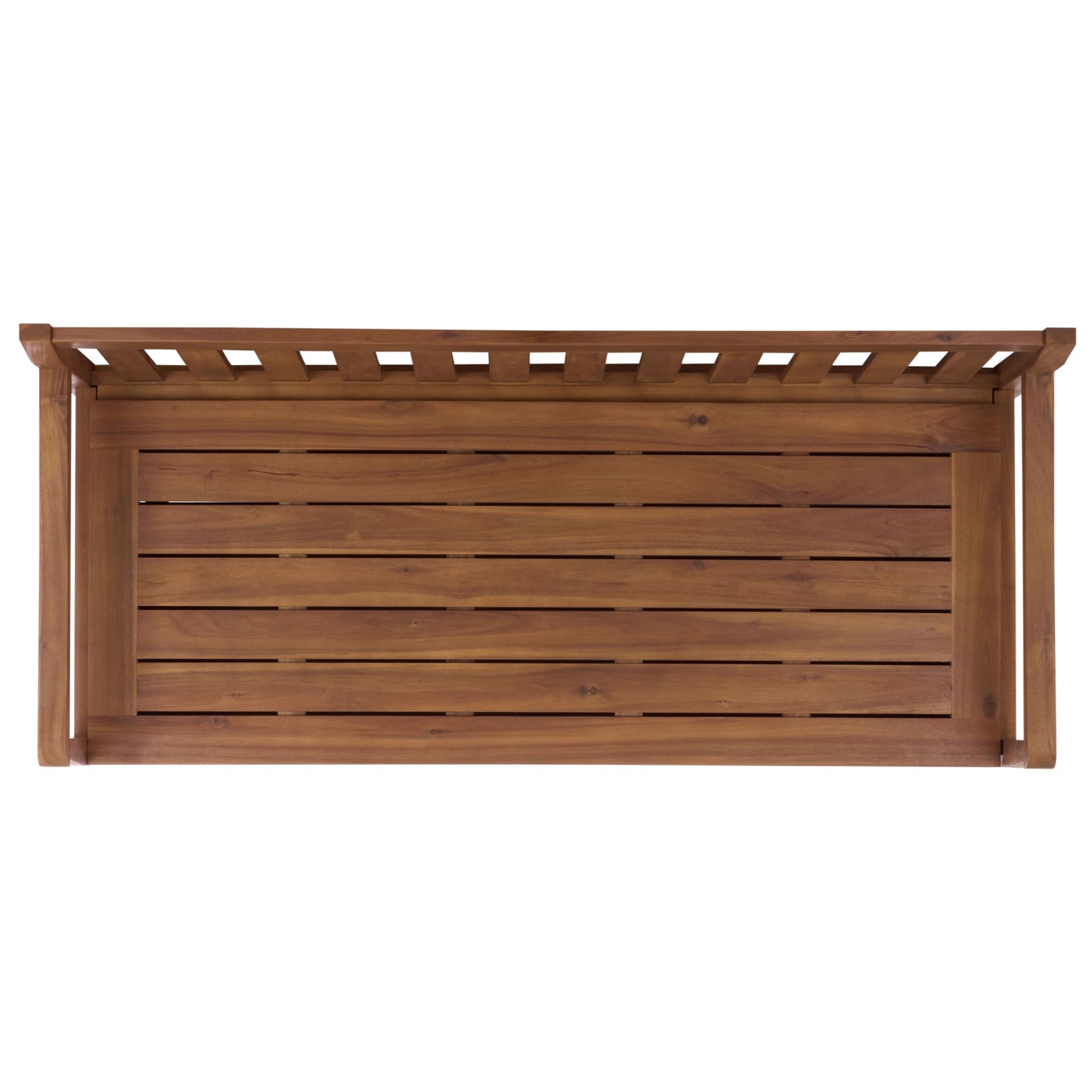 SAFAVIEH Outdoor - Kelter Storage Bench - Natural Acacia Wood - Slatted Back & Lift-Top Storage Design - Ideal for Patio, Deck, Porch, Garden, Entryway & Mudroom, 54.3"W x 22.8"D x 33.1"H (PAT6813A)