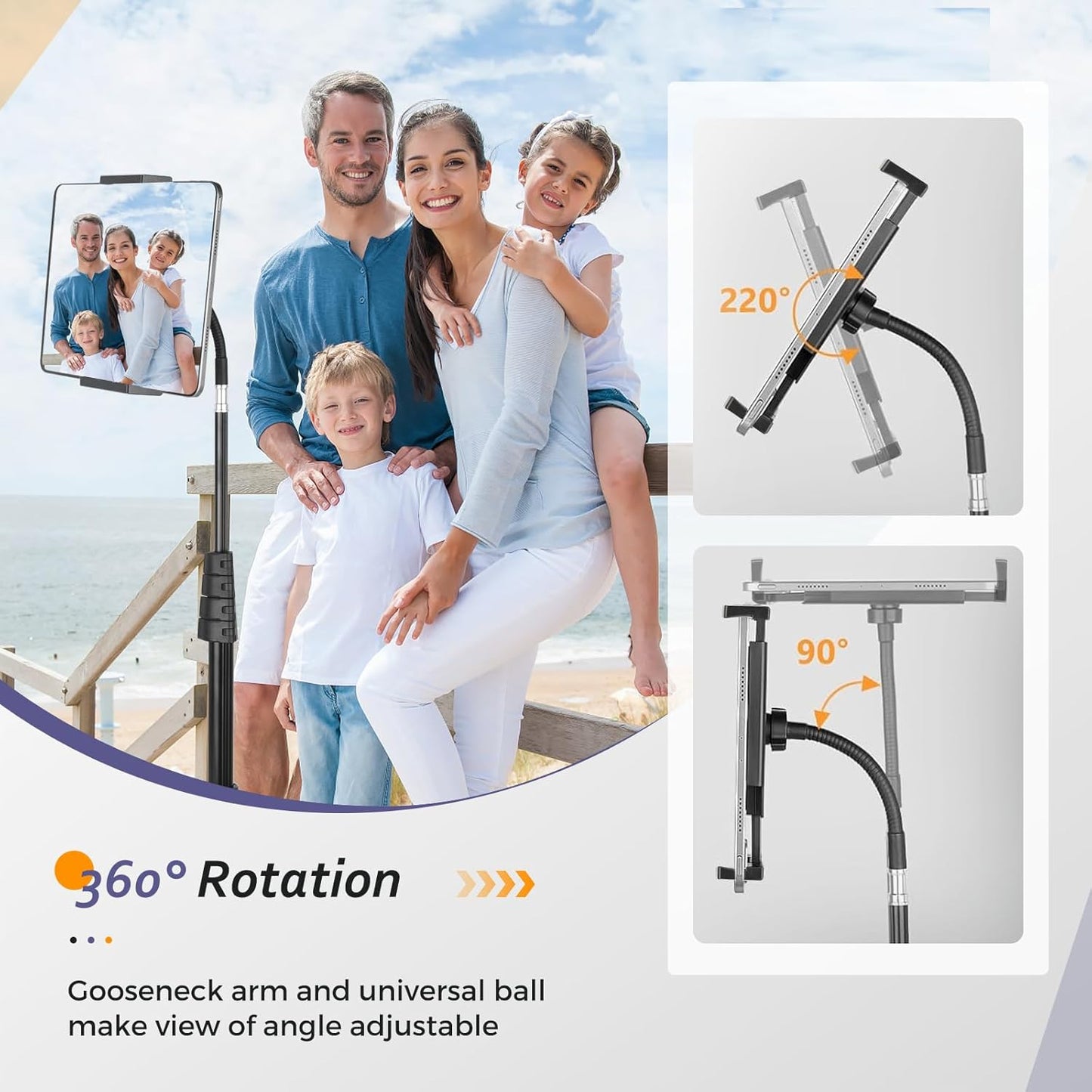 Aureday 67 4.7-12.9 Adjustable Tripod Stand, Height, Tablet Holder for iPad mini/Air/Pro, Kindle, Switch, Smartphones