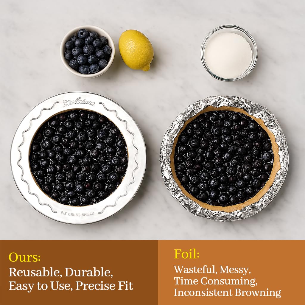 Mrs. Anderson's Baking Pie Crust Protector Shield, Set Of 2, Fits 9.5-Inch And 10-Inch Pie Plates, Prevents Over-Browning And Spills