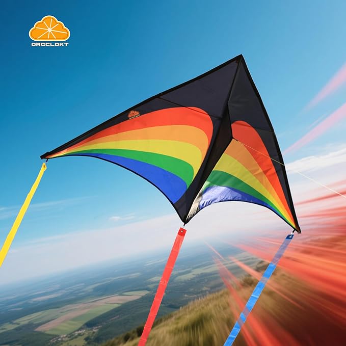 ORGCLDKT-Rainbow Cruiser Delta Kite, Kites for Kids Ages 8-12,4-8,Boys,Girls,Kites for Adults,Beach,Beginners,Giant.1Pc or 3Pcs Pack. Easy to Fly.