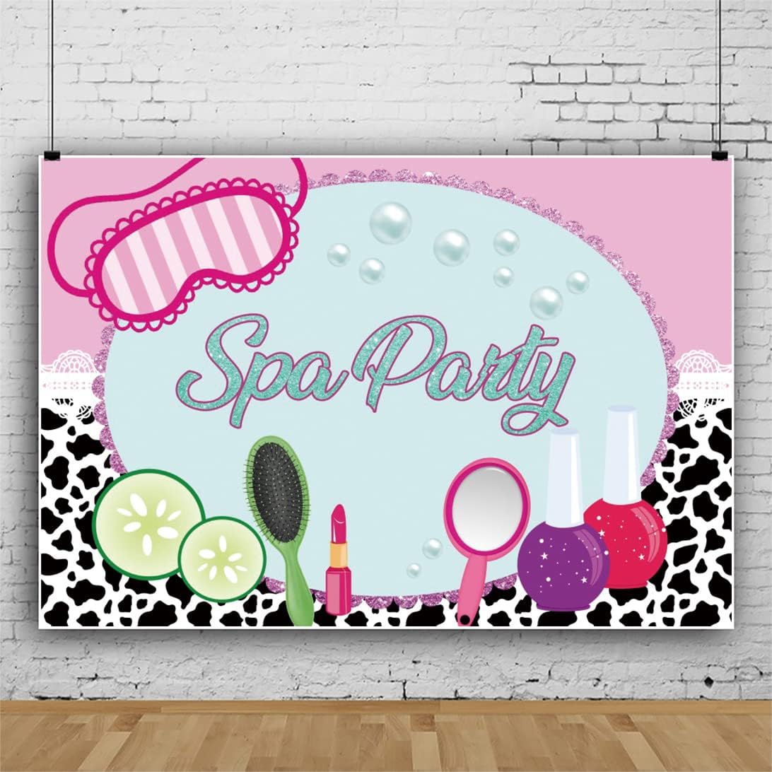 DORCEV 7x5ft Spa Party Decorations for Girls Spa Party Backdrop Sweet Pink Party Background for Photography Makeup