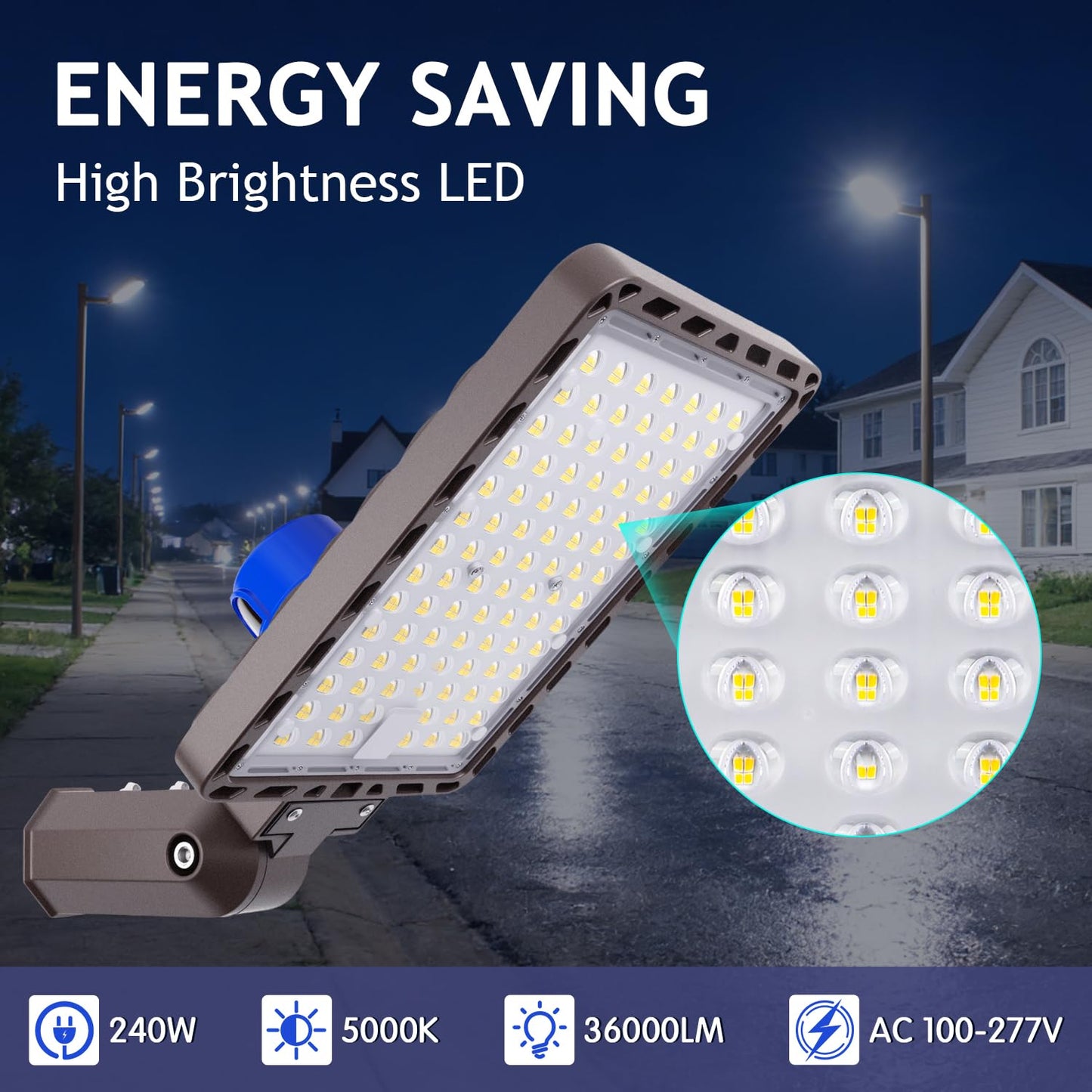 Dream Eeve 240W LED Parking Lot Light Slip Fitter Mount 36000LM Dusk to Dawn 5000K Parking Lot Lights Outdoor Area Security Commercial IP65 Waterproof 100-277V for Street Driveways Parking Lot