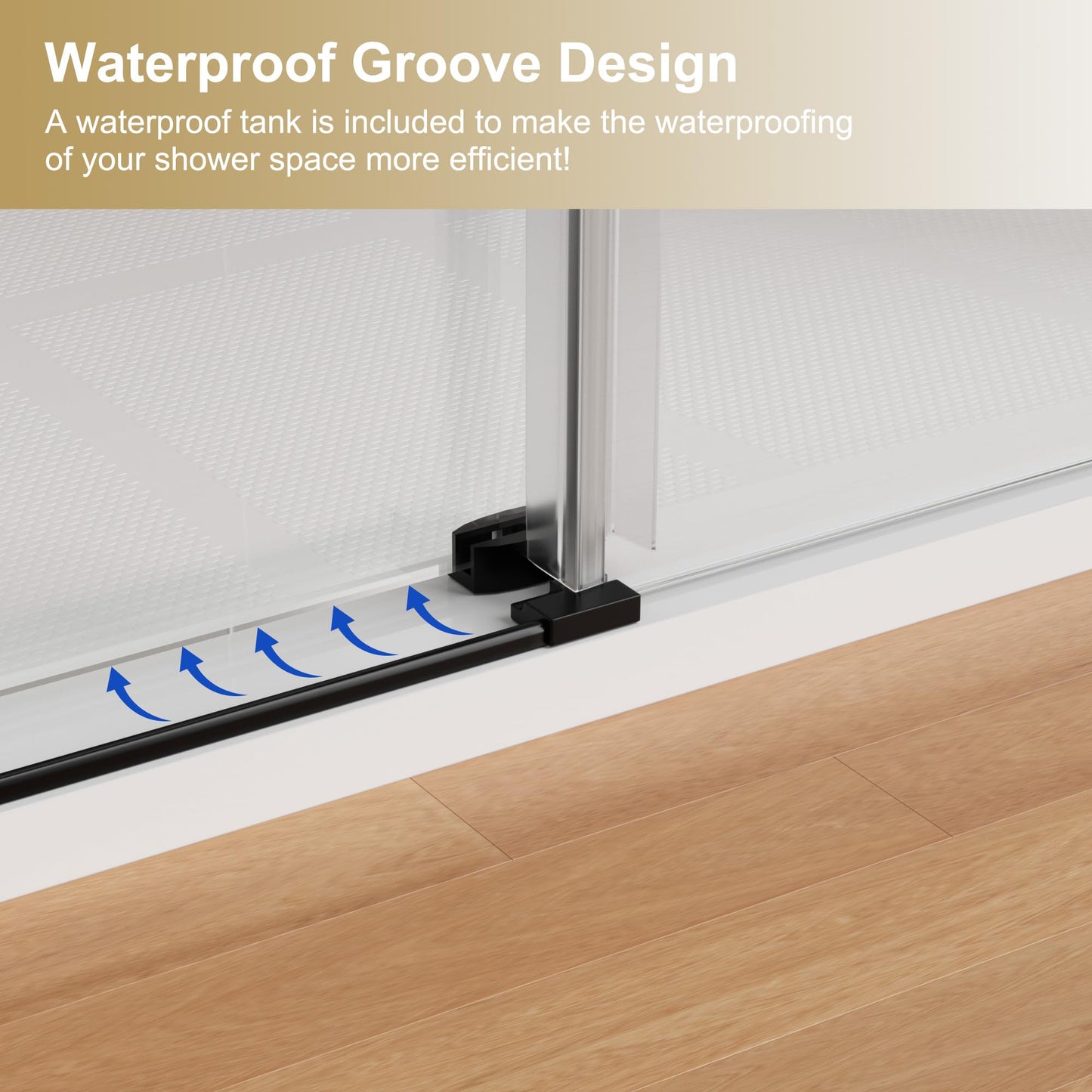 Shower Door 56-60" W × 76" H Glass Shower Door,Frameless Shower Door with Handle and Seal Strip for Waterproof,Sliding Shower Door in Stylish and Modern,Black
