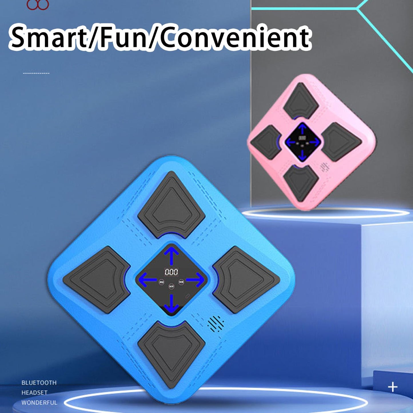 Rock88 Music Boxing Machine,Wall Mount Beat Box Trainer with Gloves,Interactive Boxing Target with LED Display for Living Room,Pink,with Gloves