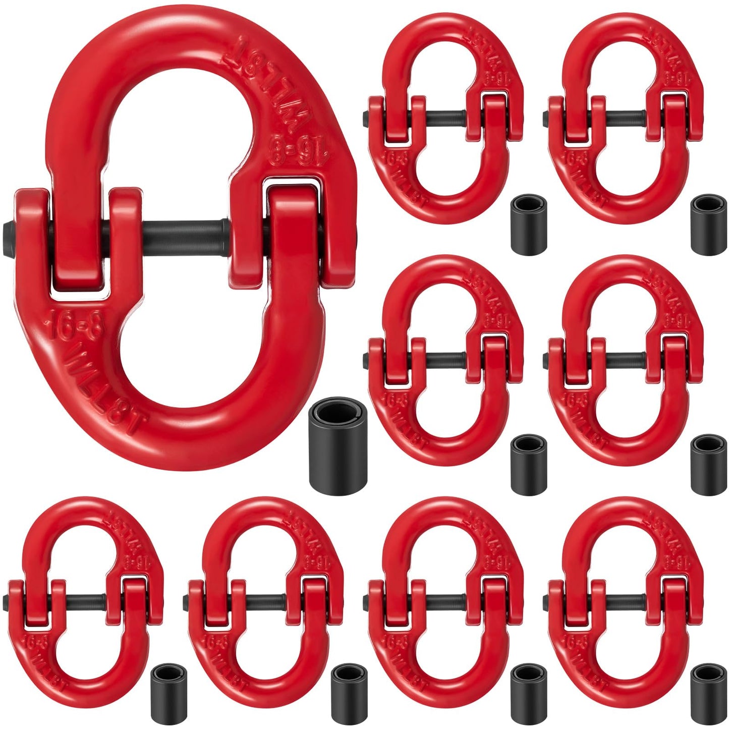 Otoolling 10 Pack 5/16” Alloy Steel Hammerlock Coupling Link Safety Chain Connector Link Red Painted Trailer Chain Adapter for Heavy Heavy Truck 4400 Lbs Working Load Limit