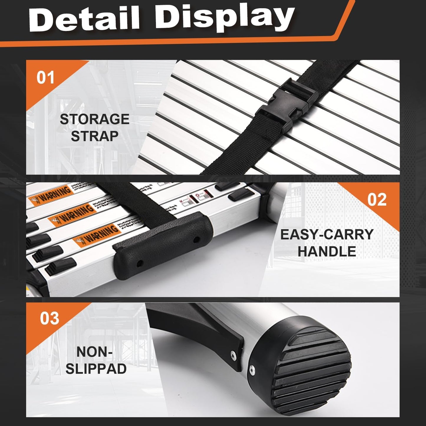 Telescoping Ladder, SocTone 12.5 FT Aluminum Lightweight Extension Ladder with 2 Triangle Stabilizers, Heavy Duty 250lbs Max Capacity, Multi-Purpose Collapsible Ladder for RV or Outdoor Work