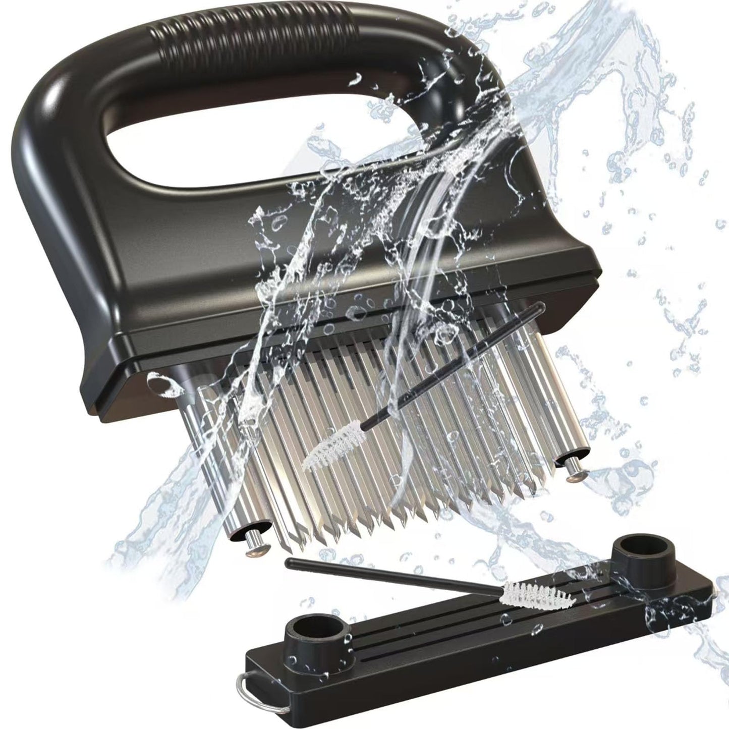 HRZLITAY Meat Tenderizer, with 48 Stainless Steel Ultra Sharp Needle Blades, Hand Held Meat Tenderizer Needle, Kitchen Cooking Tool Best Makes Steak & Chicken Tender - No More Hammer, Meat Pounder