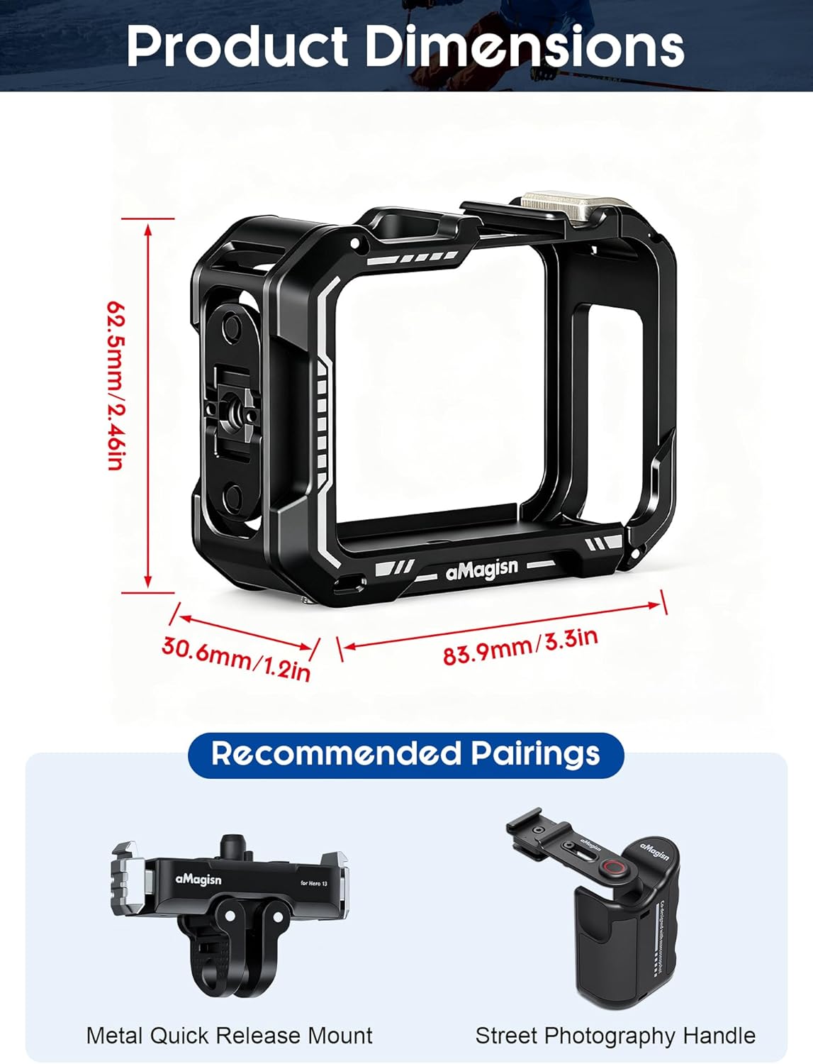 CHADWICK Insta360 2, Street Photography Handle for Ace Pro DJI Action Cameras & GoPro Hero Series Includes Adjustable