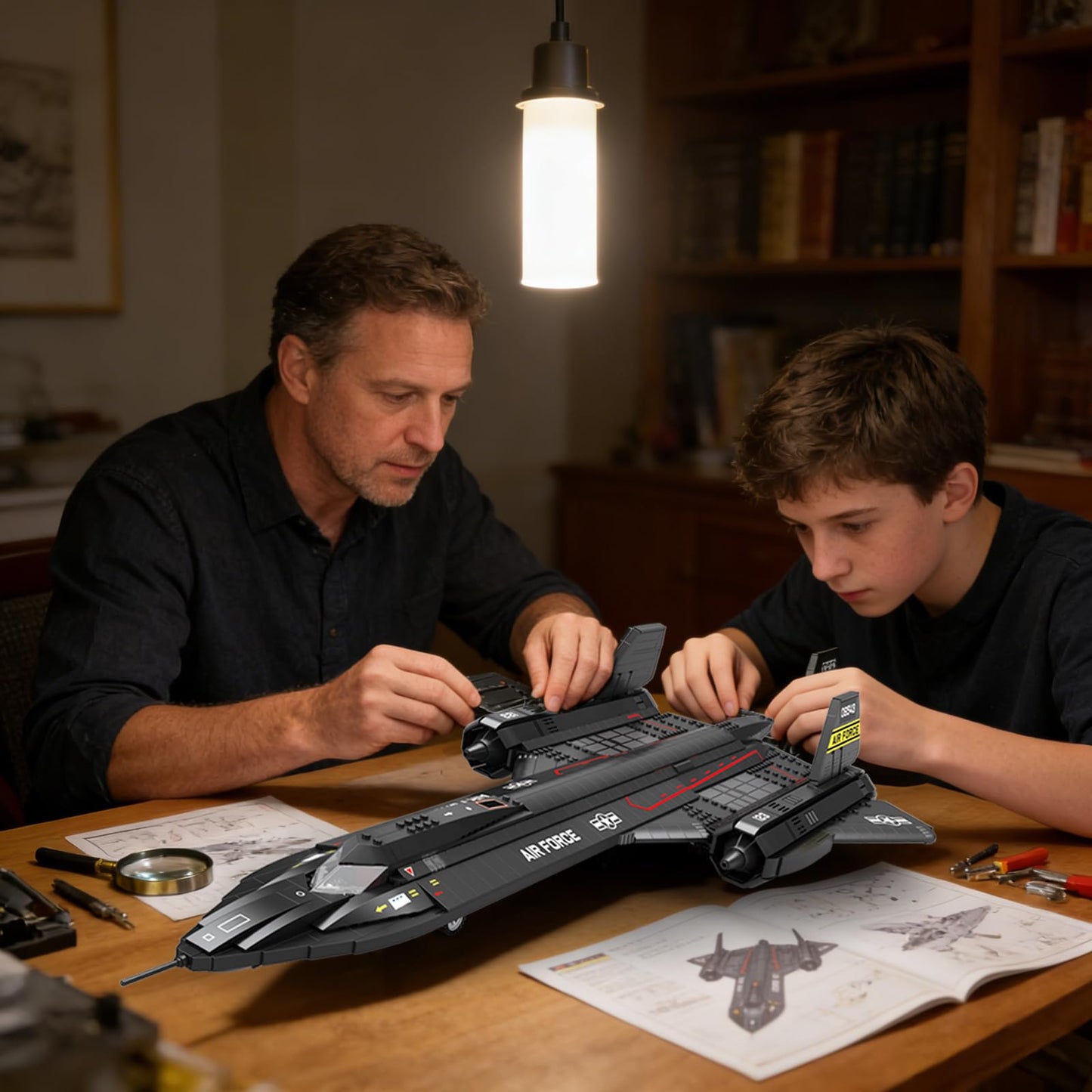 Reobrix SR-71 Blackbird Building Set, Military Reconnaissance Aircraft Model Kit, Collectible Aviation Jet for Adults, Home Office Display Decor, Ideal Gifts for Men & Military Fans 14+