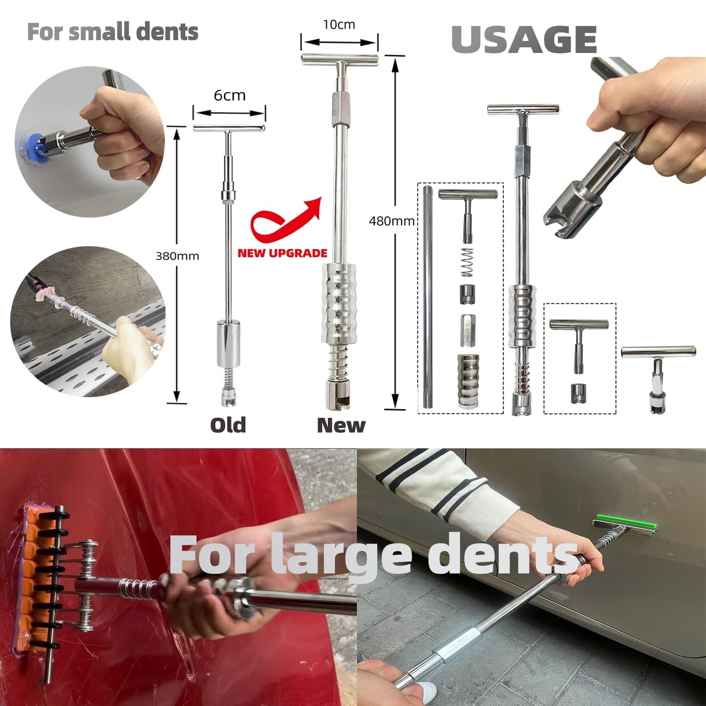 NIUVOCY 159pcs/Set Auto Body Dent Repair Tools Kit,Big Size Slide Puller&Dent Rods Crowbar,paintless Car Dent Lifter Hail Removal,A Complete Car Dent Repair Tools Set for Professional Car Repair Shop