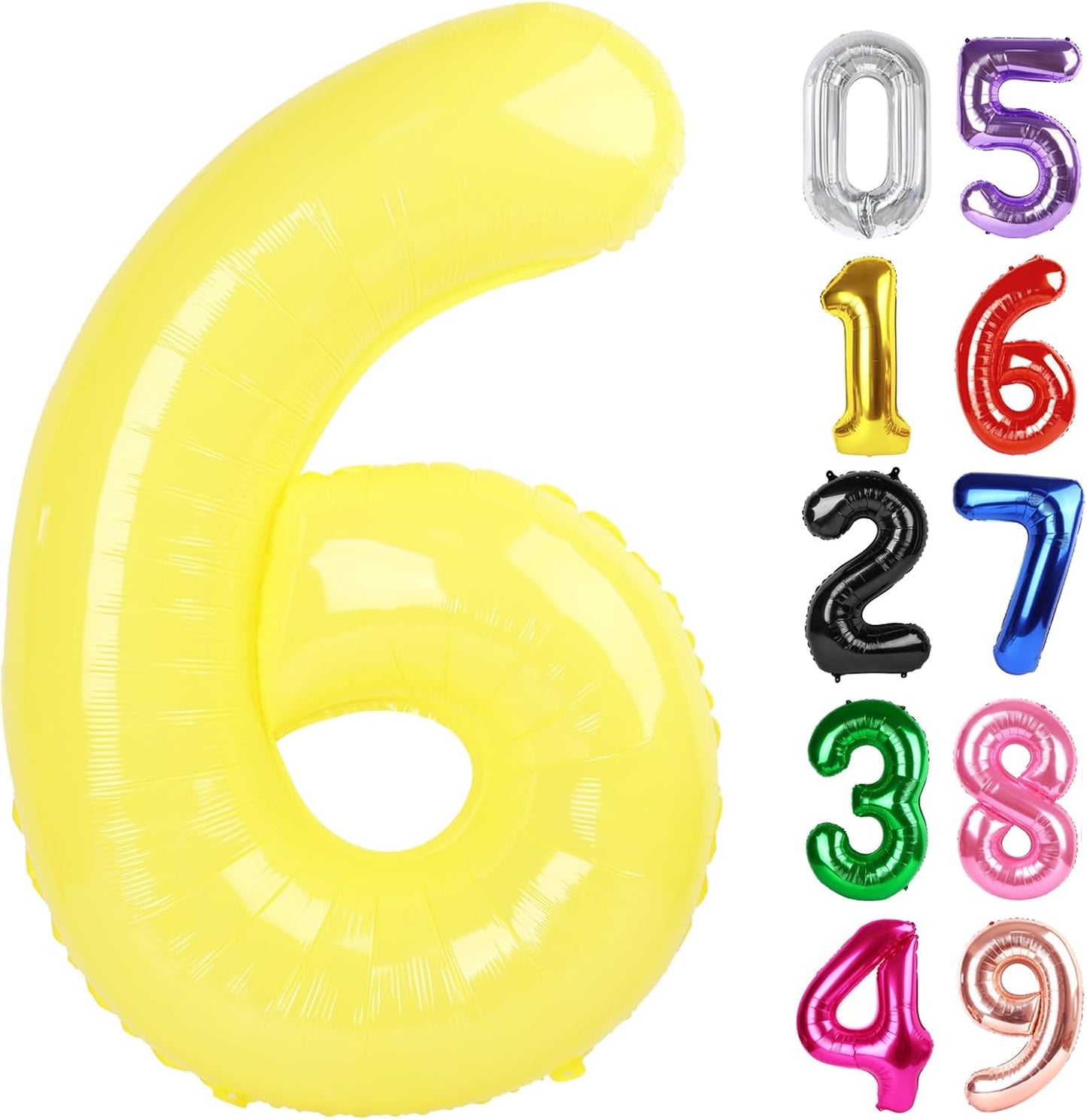 Yellow Number 6 Balloon - 40 Inch Giant Foil Balloon for 6th Birthday Party Decorations