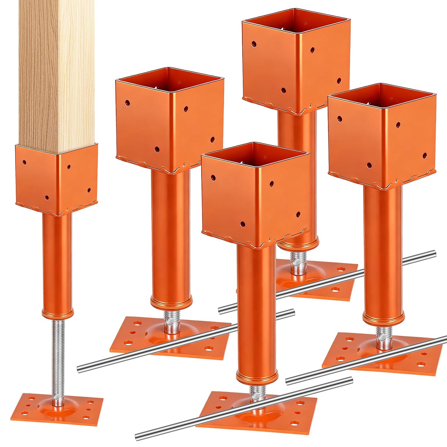 Screw Jack Post,4" x 4" Adjustable House Floor Jacks,13.4"-18.7" Height Range,24000 lbs Max Load Capacity, Temporary House Jack Pole,Lifting Floor Crawlspace Basement Shore Beam (4-PCS)