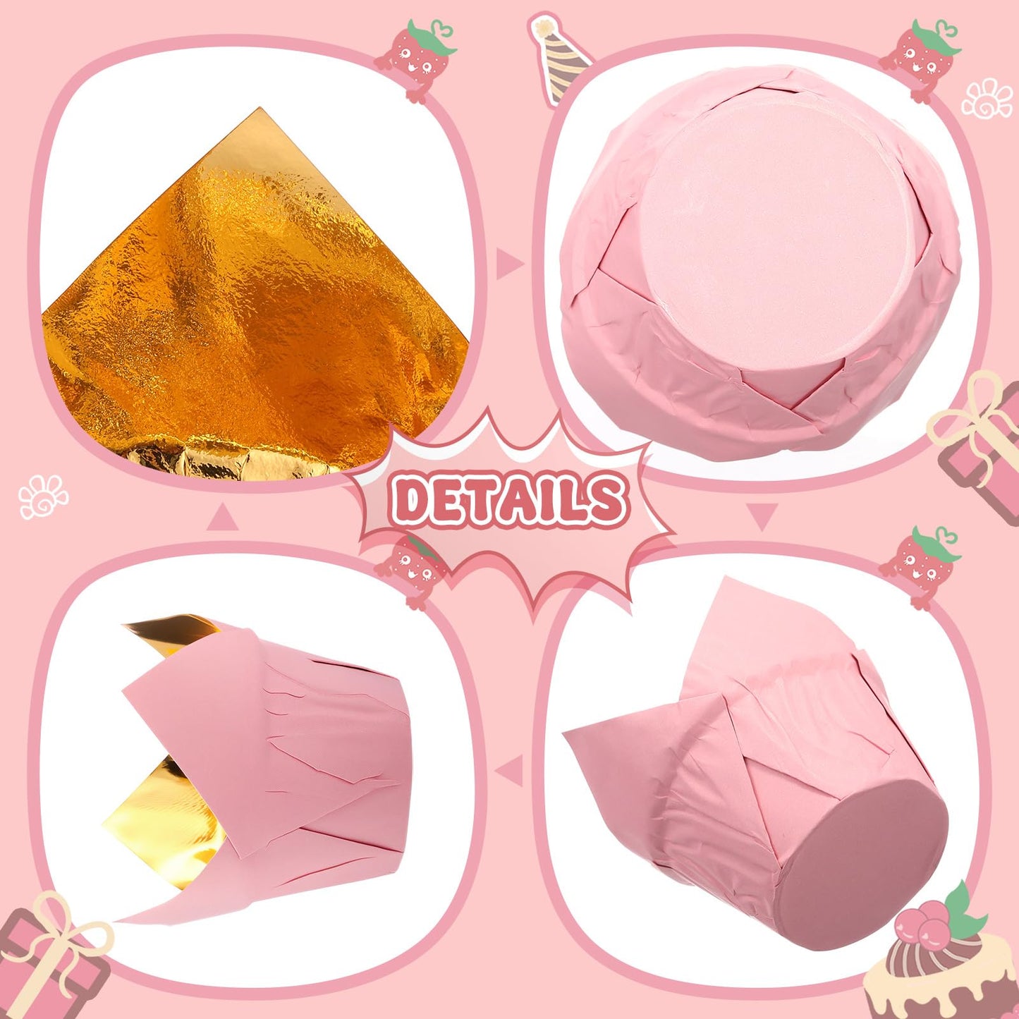 Vesici 200 Pcs Tulip Cupcake Liner for Baking Pink and Blue Tulip Baking Cups Gender Reveal Muffin Liner Greaseproof Paper Cup Wrappers Baby Shower Cupcake for Girl Boy Gender Reveal Party Supplies
