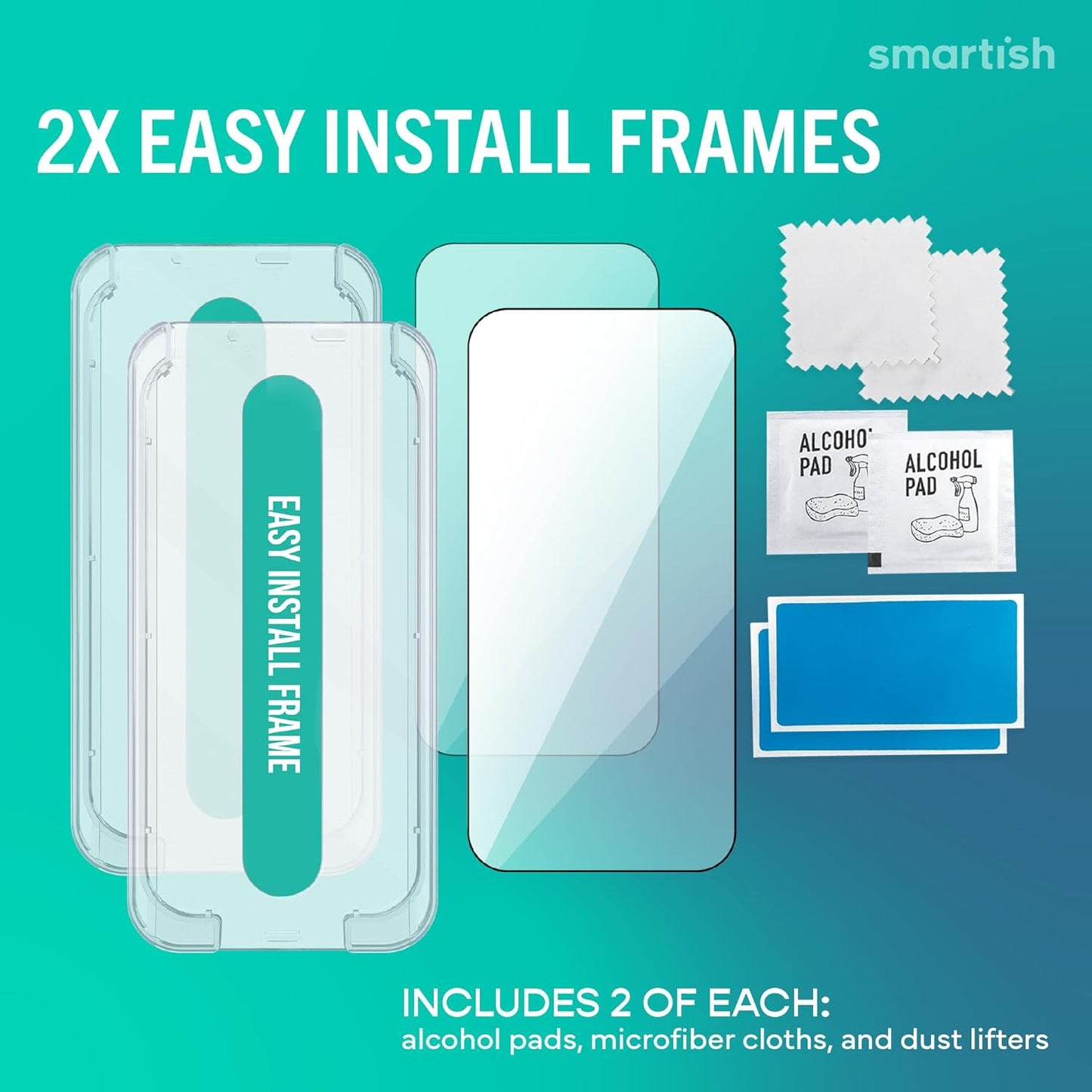 17 2-Pack 9H 17 Smartish iPhone Pro Screen Protector - Tempered Glass Screen Protectors - Tuff Sheet - Easy Install