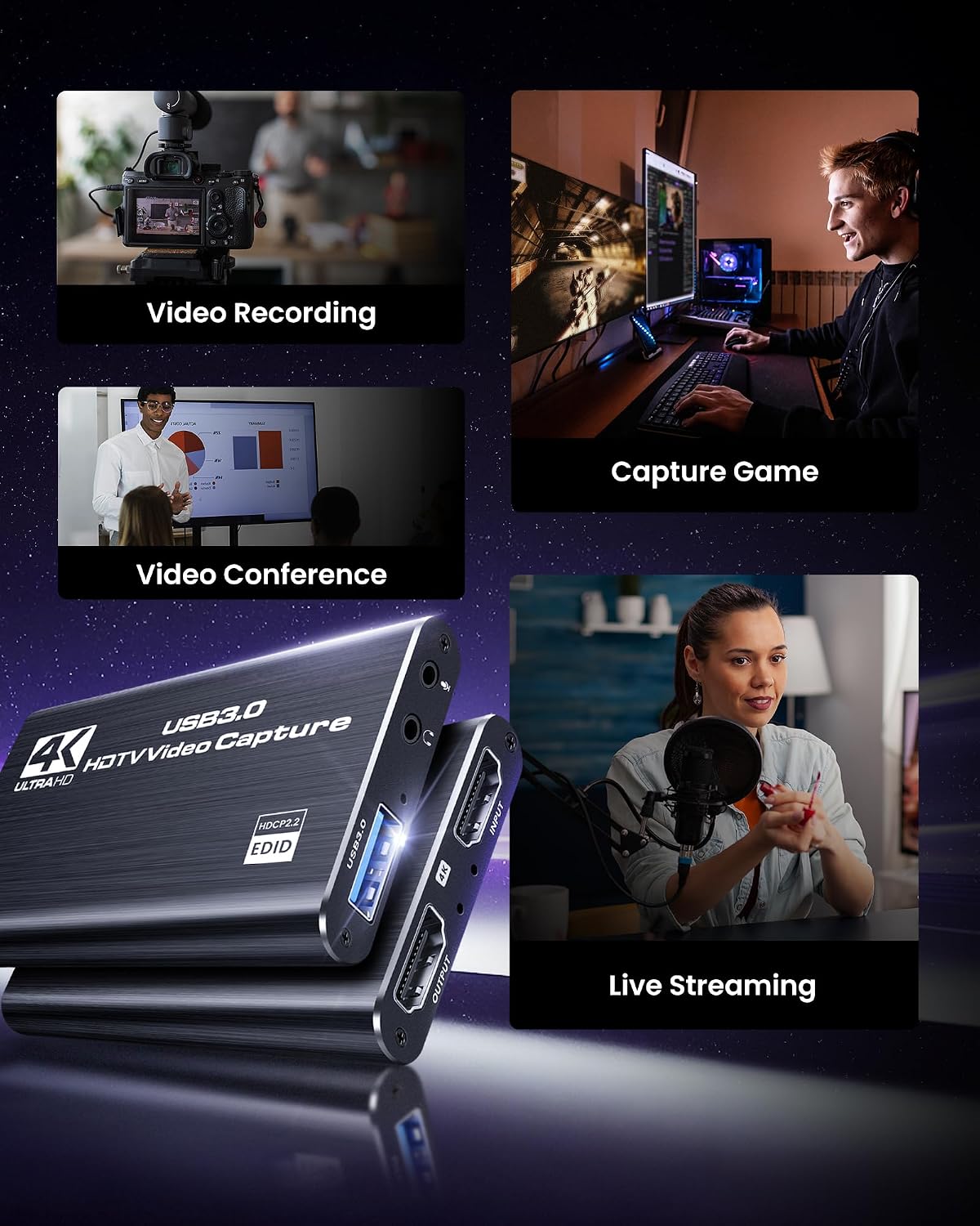 avedio links 4K 1080P 60FPS 3.0/Type-C 4K 2pcs PS5/PS4/Switch/Xbox/PC/Camera/OBS HDMI Capture Card for Streaming, USB
