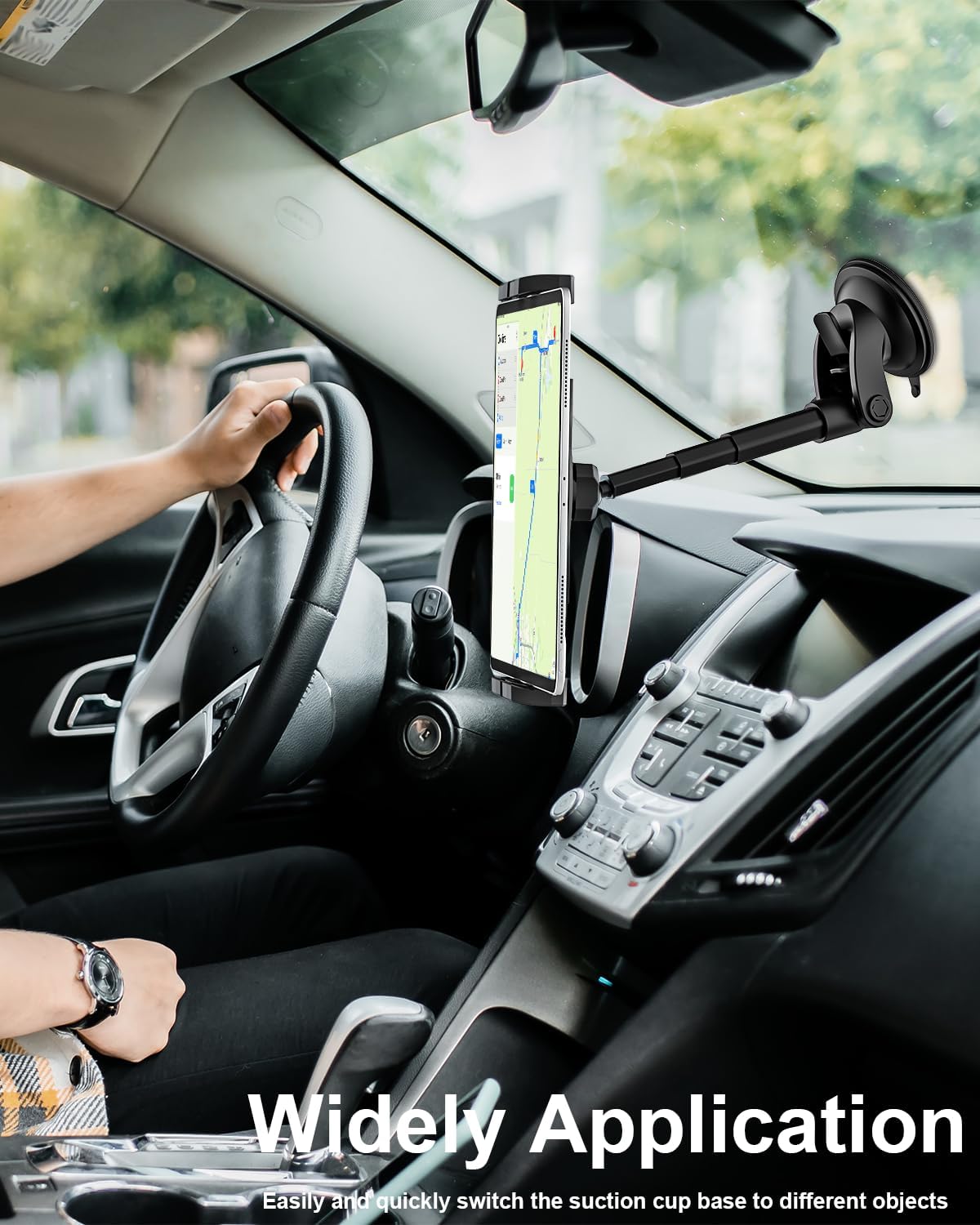 woleyi 4.7-11" Dashboard Car Tablet Mount, Telescopic Tube Suction Cup Car Tablet Holder, Compatible with iPad