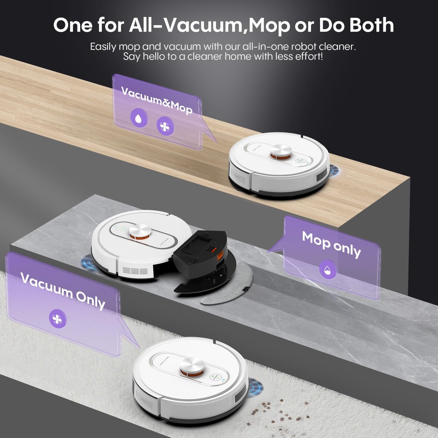Bagotte Robot Vacuum and Mop Combo, 6000Pa Robotic Vacuum with Mapping, Self-Emptying Station for 90 Days Hands-Free Cleaning, LiDAR Navigation,Wi-Fi/App/Alexa Voice Control, for Carpets&Hard Floors