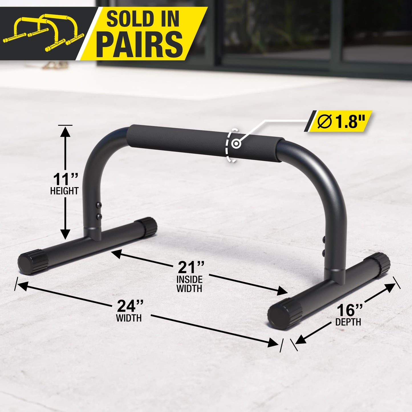 Lebert Fitness Parallette Bars Black – Push Up & Dip Bars for Calisthenics, Bodyweight Training, L-Sits & Handstands – Heavy Duty Steel with Non-Slip Foam Grips