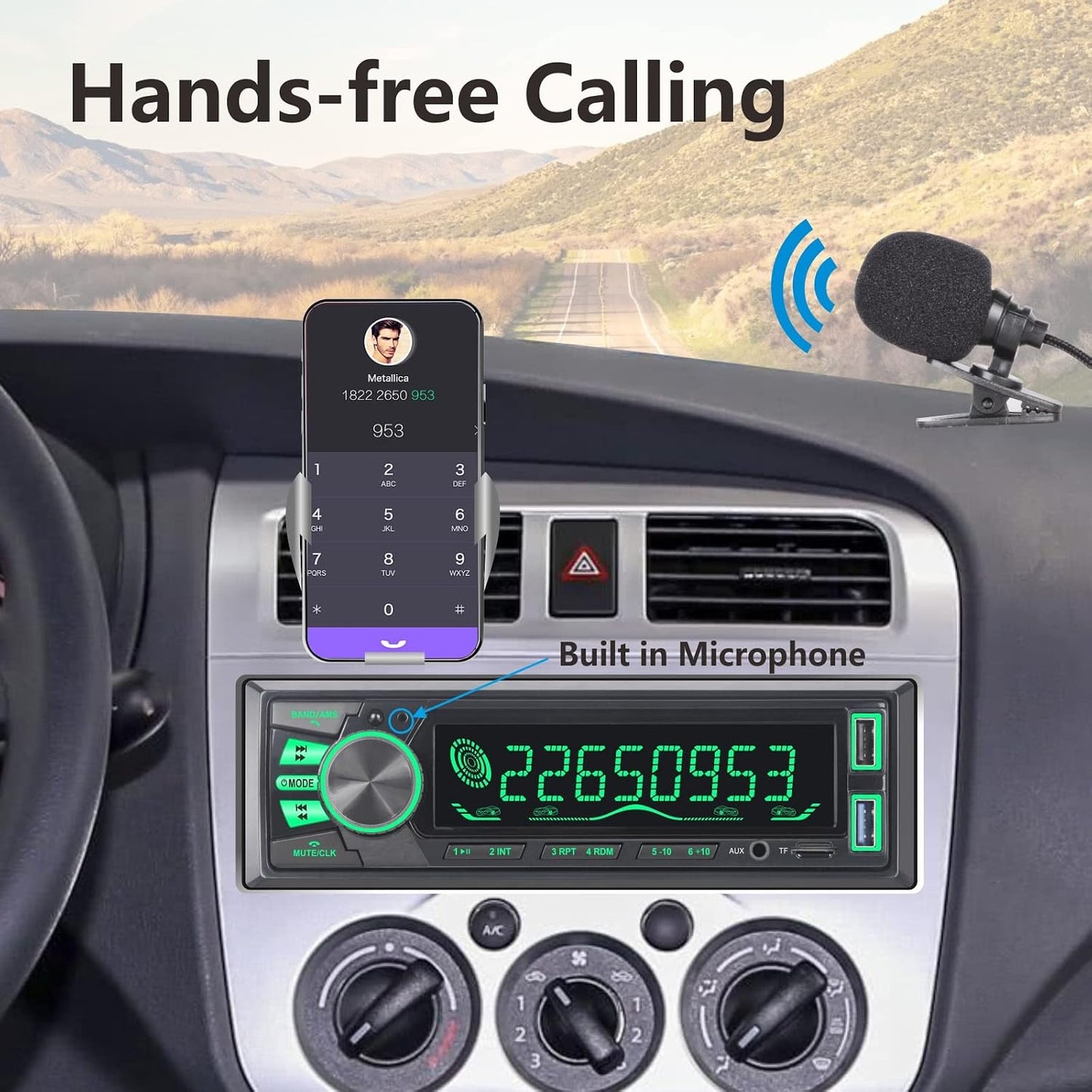 LXKLSZ MP3 Car Stereo Bluetooth Single Din LCD Audio Radio with Brightness Adjustment APP Control Player Supports Hands
