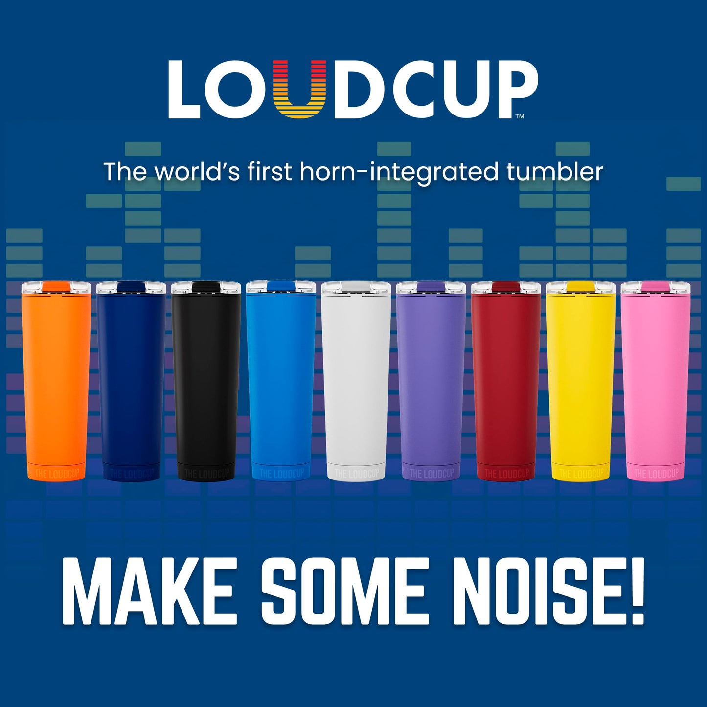 The LoudCup Blow Horn Tumbler, Cheer & Sip 2-in-1 Reusable Water Bottle with Built-In Horn for Sports Games, Tailgates, Parties & Events, BPA-Free, 23 oz, Jet Black