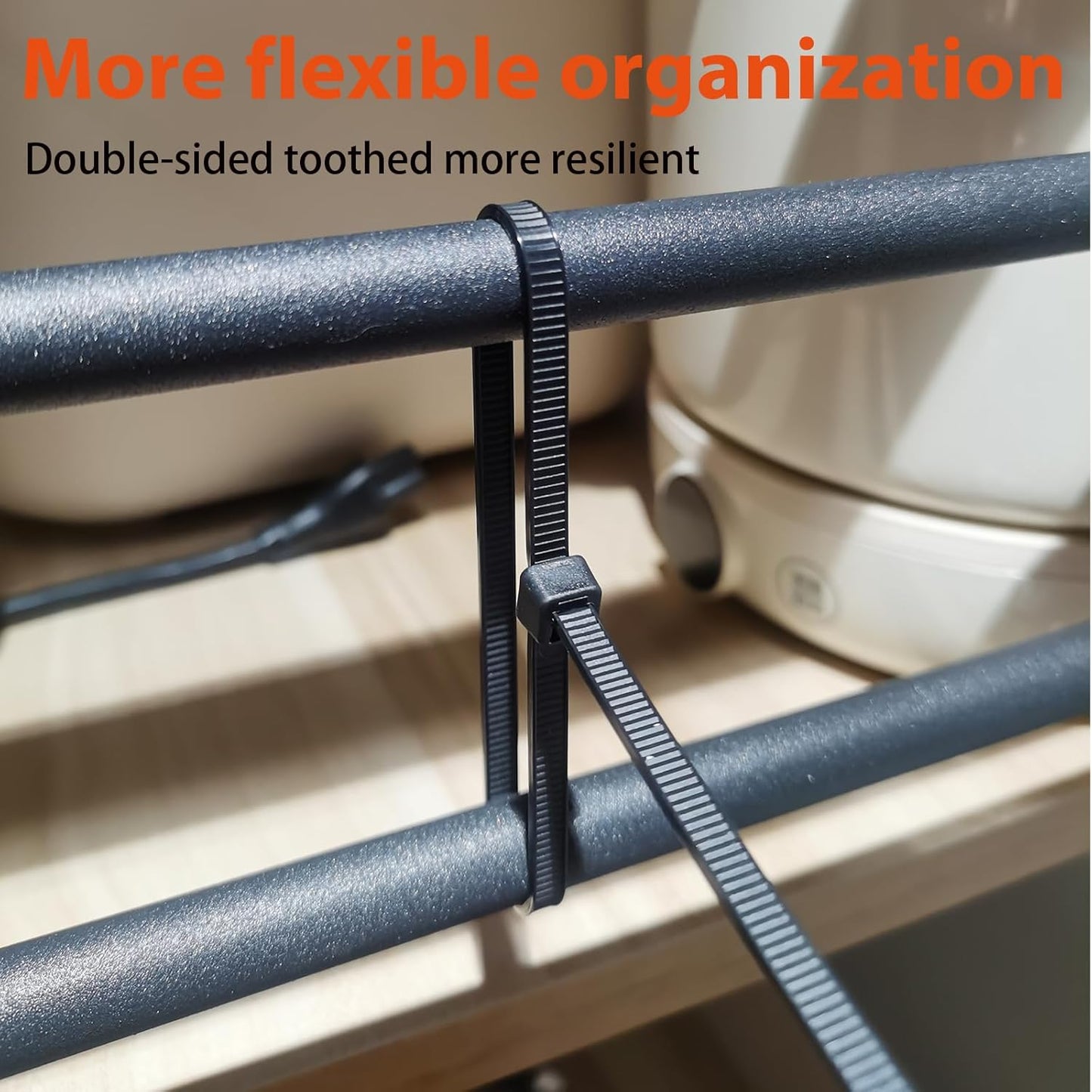 Size,8+12+14+18 Inch Toothed,100 LBS Outdoor400 Pack Zip Ties Assorted Double Sided Tensile Strength Heavy Duty Cable