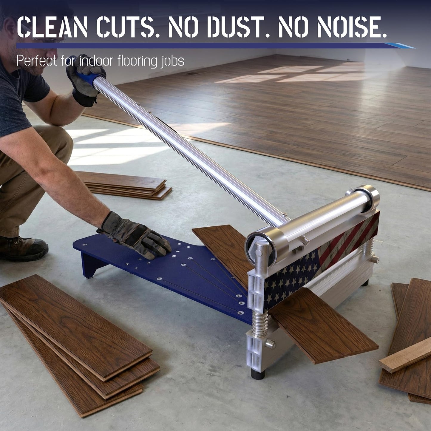 13" Manual Flooring Cutter for Vinyl Plank (LVP/LVT), SPC & Laminate, 0°-45° Angle Cuts, Tungsten Steel Blade, Heavy-Duty Aluminum Frame, Dust-Free Quiet Tool for Installers & Home Renovation