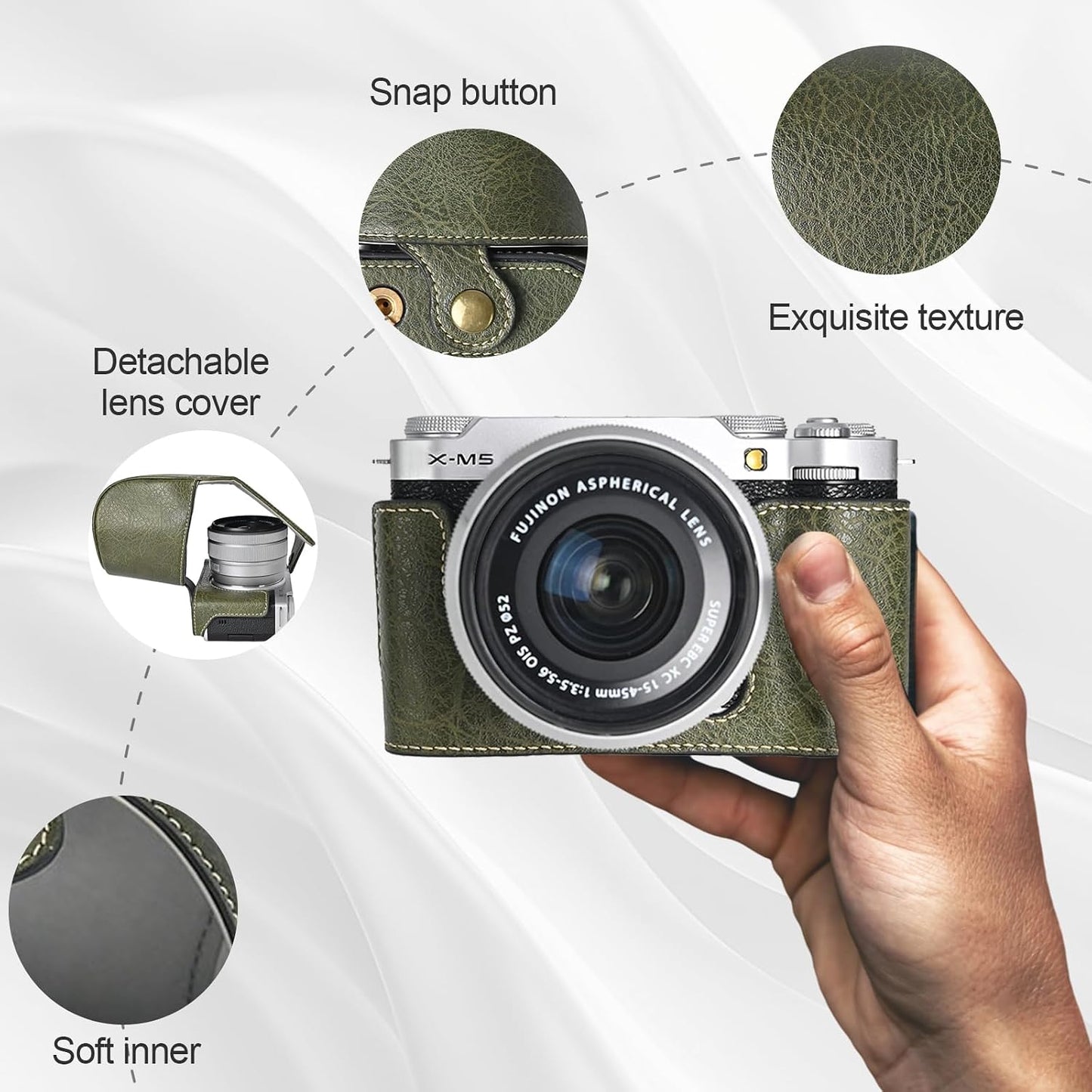 XM5 X-M5 XM5 VOVMOEYA Protective Camera Case for Fujifilm Mirrorless Camera,Fuji Camera Case Fuji Half Case With Front
