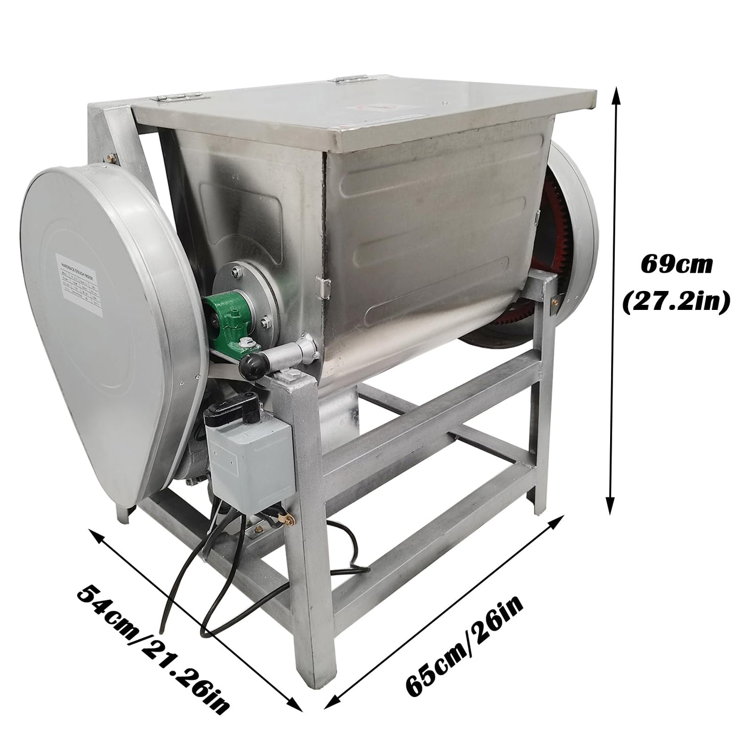 EQCOTWEA Commercial Dough Mixer, Electric Dough Mixing Machine,304 Stainless Steel Pizza Flour Dough Stand Mixer, Heavy Duty Flour Blender 1500W 30QT/15KG Kneading Capacity
