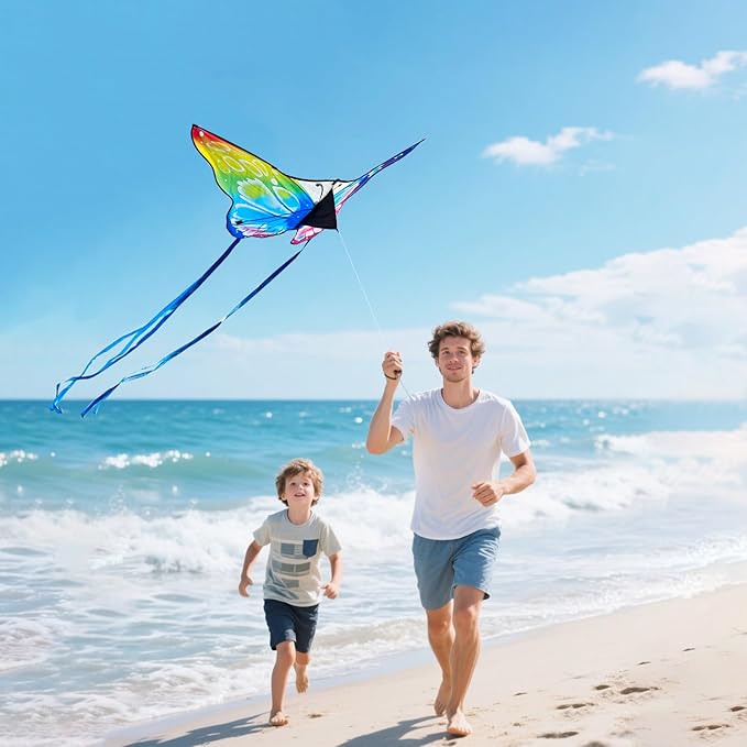Butterfly Kites for Kids and Adults Easy to Fly, Single Line Beach Kite for Boys & Girls, 55’’ x 28’’ Butterfly for Teens Comes with 300 FT String Handle